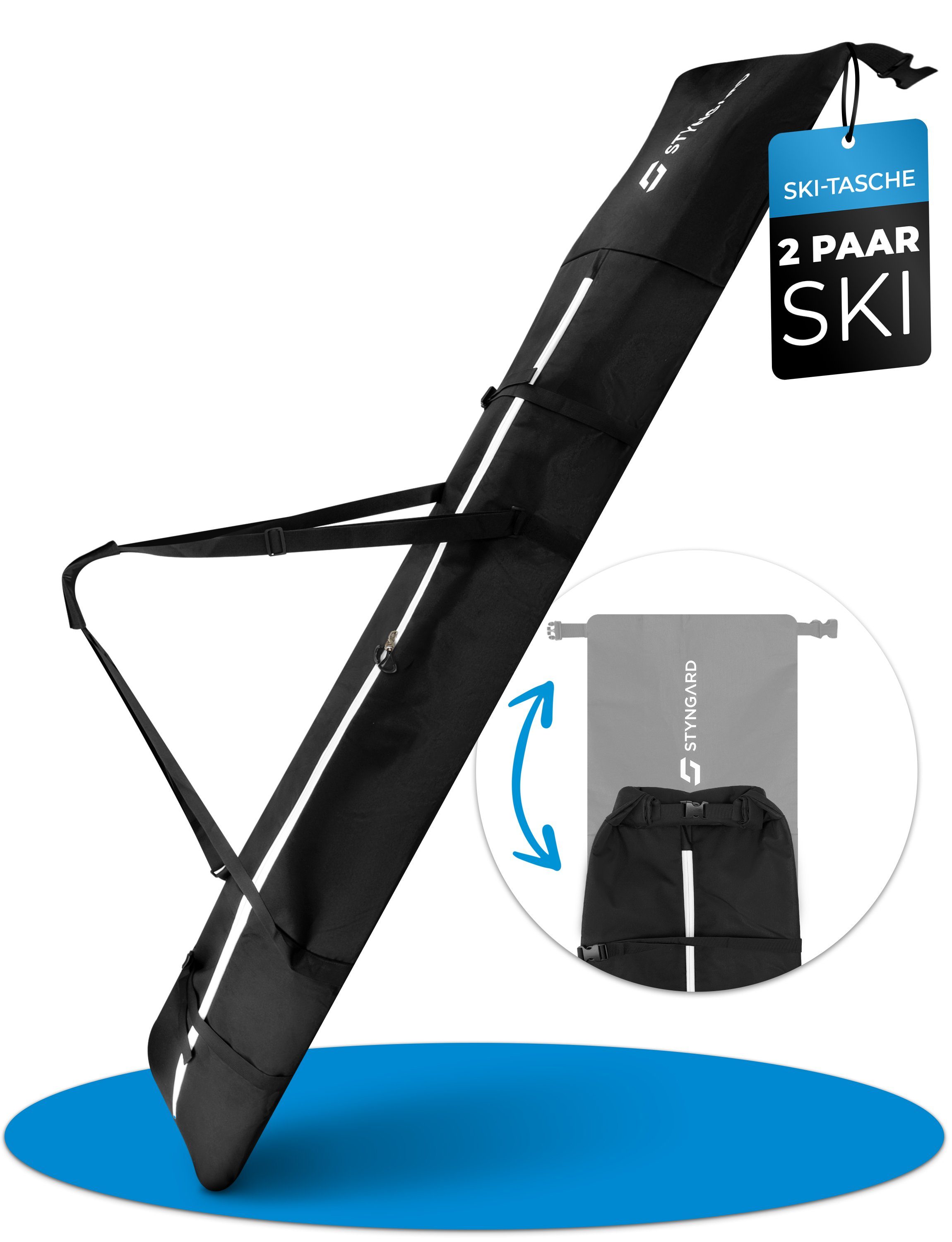 Styngard Skitasche KITZBÜHEL, 2 Paar Ski mit Rolltop [XXL - für 2 x 140 cm bis 200 cm]