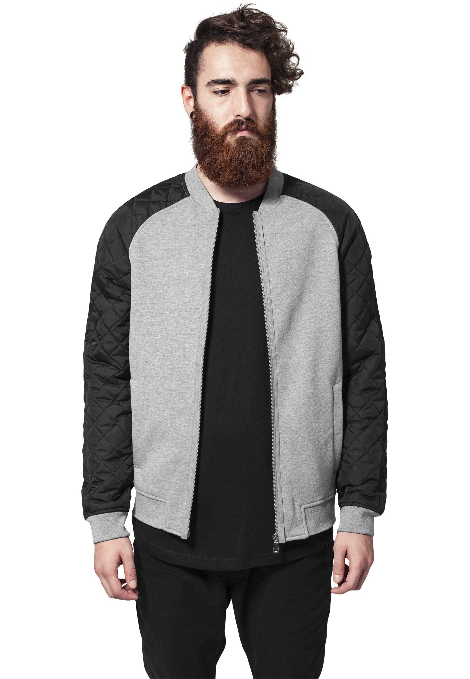 URBAN CLASSICS Outdoorjacke Herren Diamond Sweatjacket (1-St) Nylon grey/black-00119