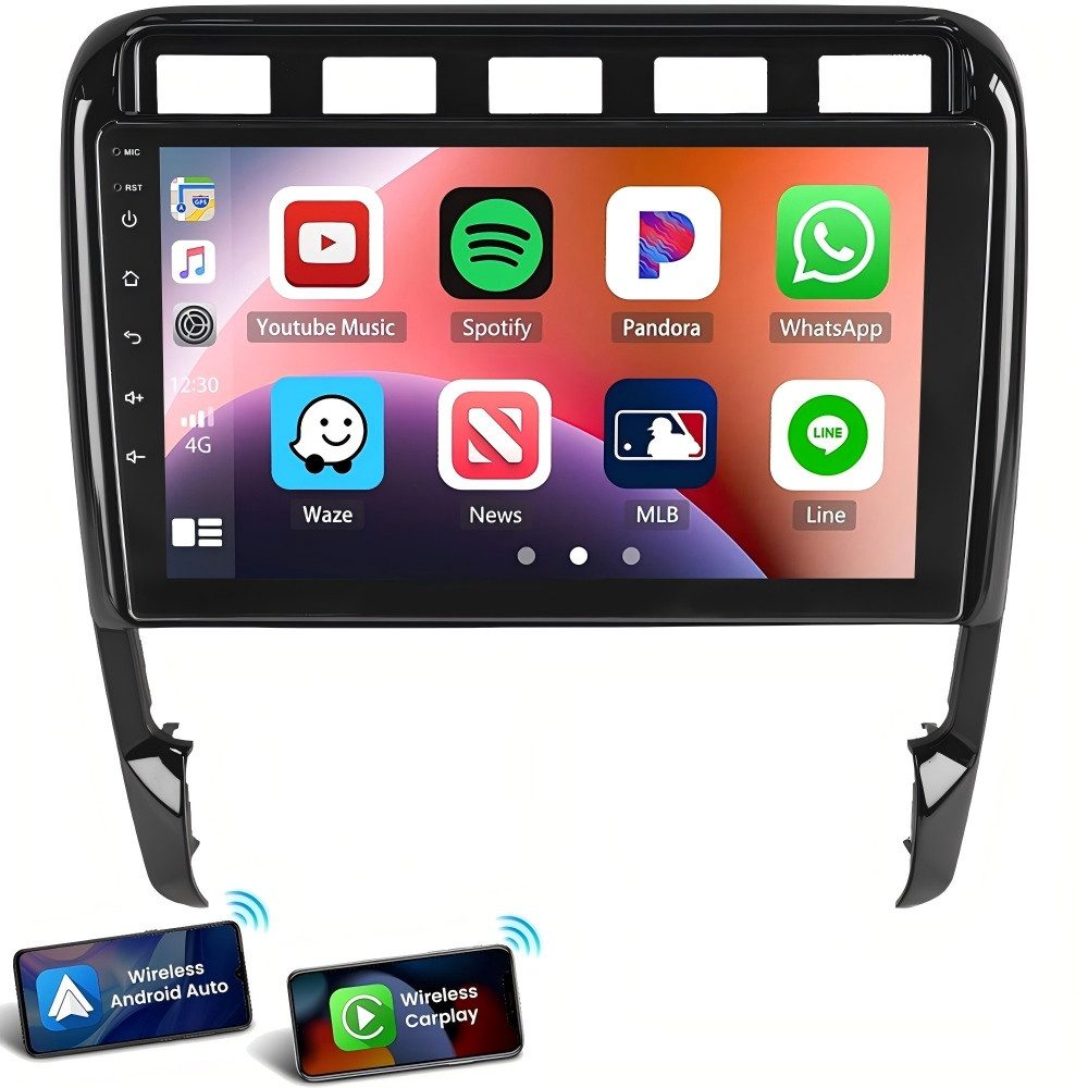 ESSGOO 9" Autoradio CarPlay Für Porsche Cayenne 1 9PA 2002-2010 Android 15 Autoradio (4+64GB optional, FM, AM, Carplay Android Auto Bluetooth EQ USB WIFI Touchscreen SWC)