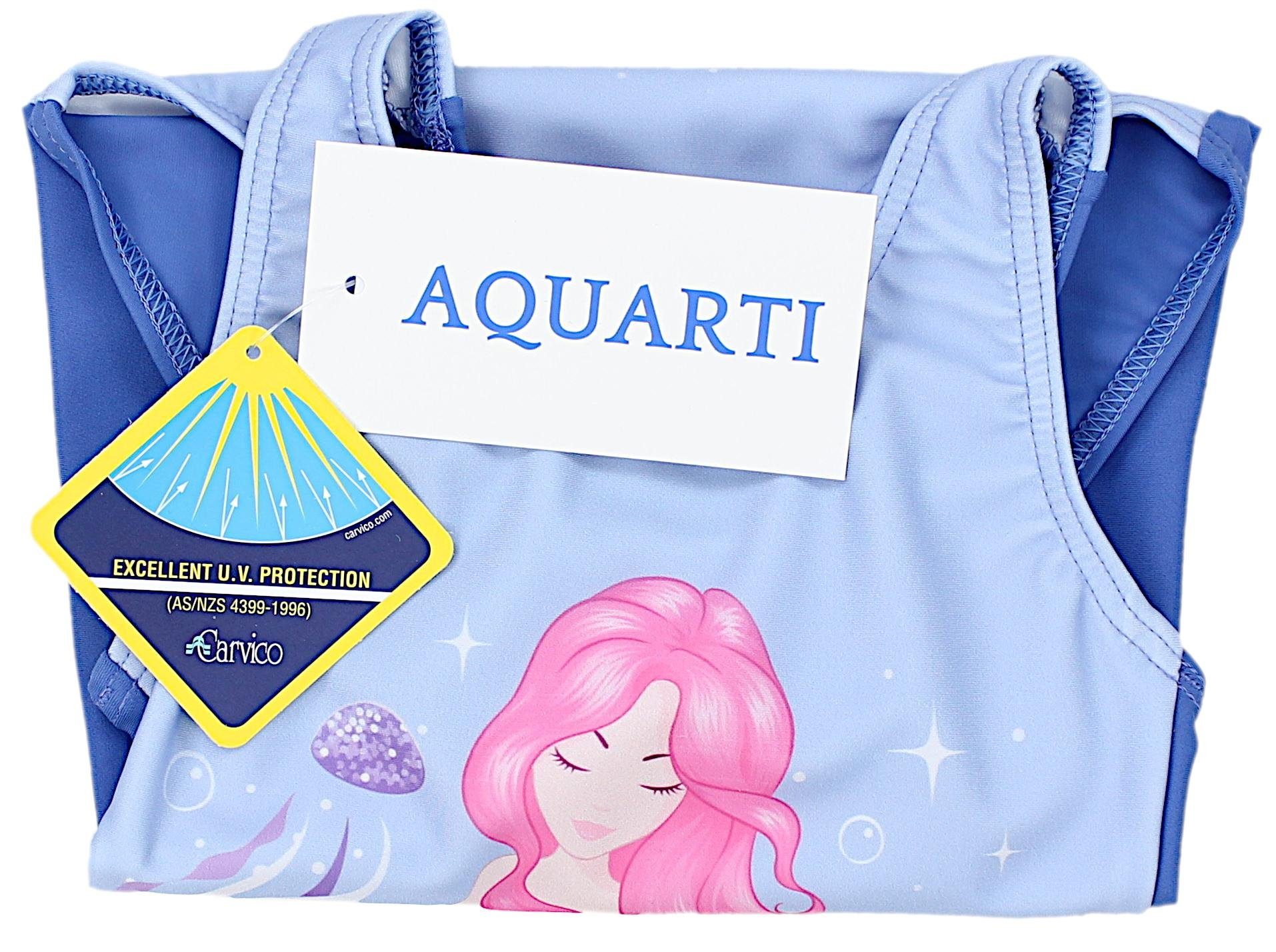 Aquarti Badeanzug Wasser Ringerrücken Aquarti Mädchen Blau/Pink/Türkis Print im mit Meerjungfrau Badeanzug