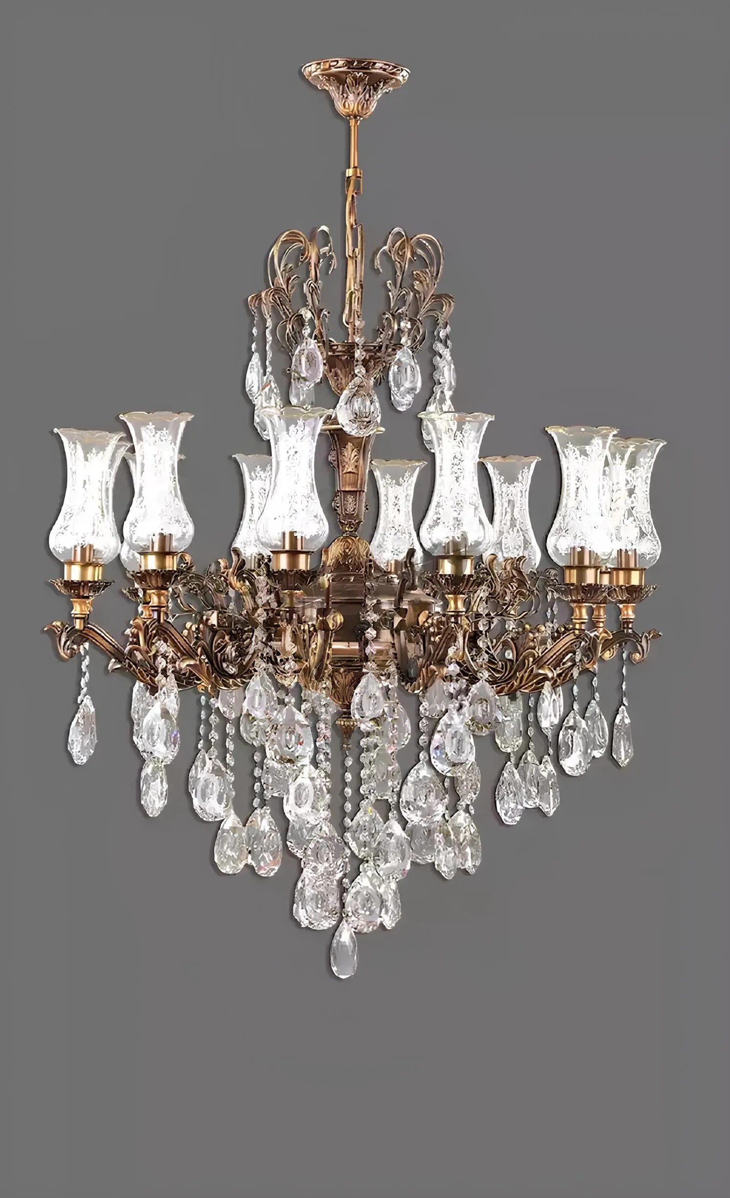 JVmoebel Kronleuchter Goldener Kristalllüster mit eleganten Details, Made in Europa