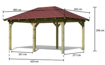 Karibu Pavillon Mailand 1, (Set), BxT: 345x485 cm, inkl. Dachschindeln und Pfostenanker