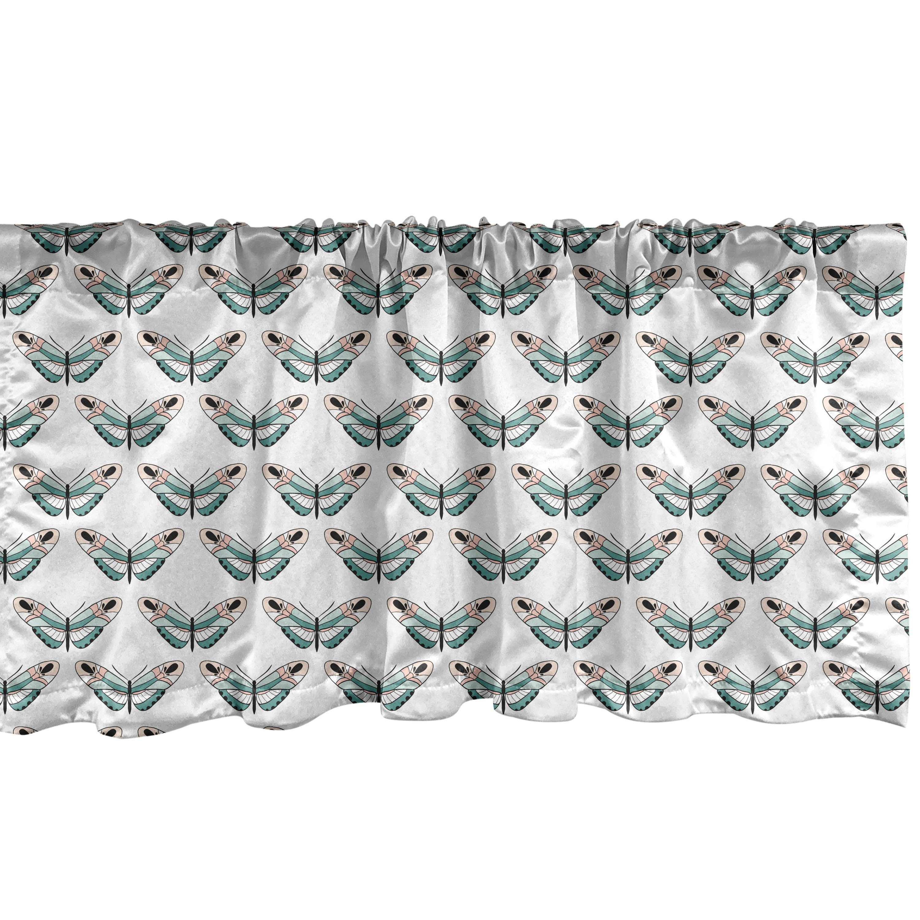Volant mit Schlafzimmer Abakuhaus, symmetrische Küche Vorhang Scheibengardine Entomologie Microfaser, für Stangentasche, Dekor Schmetterlinge