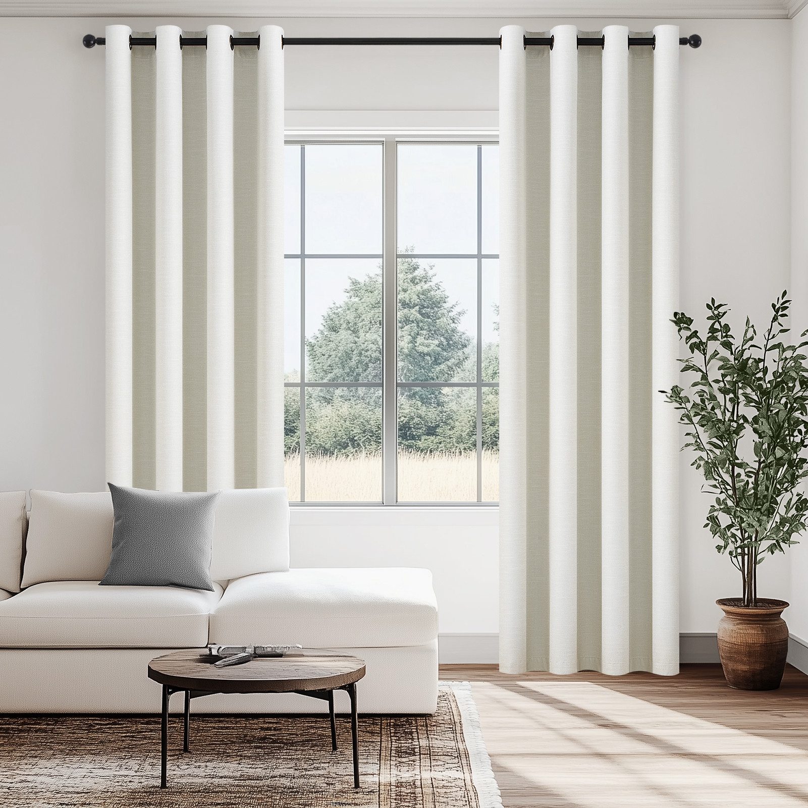 Topfinel Gardine mit ösen leinen verdunkelungsvorhang thermo 2er set wohnzi günstig online kaufen