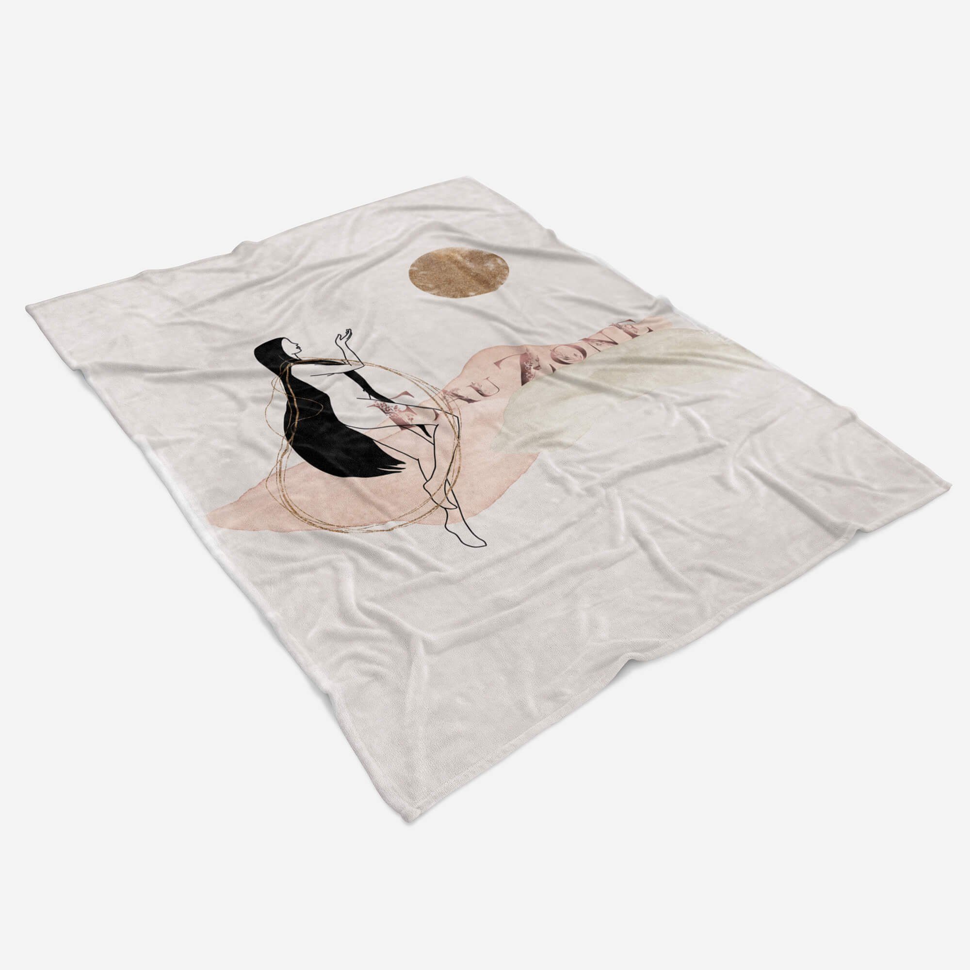 Sinus Art Handtücher junge in Baumwolle-Polyester-Mix Kuscheldecke Kunstvoll Saunatuch Strandhandtuch Handtuch Frau (1-St), Handtuch Mondlicht