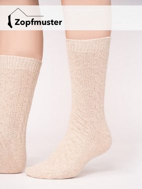 HomeOfSocks Socken 70% Lammwolle Socks Zopfmuster Wollsocken Extra Warm (Paar, 1 Paar) Feine und strapazierfähige Lambswool Wollsocken