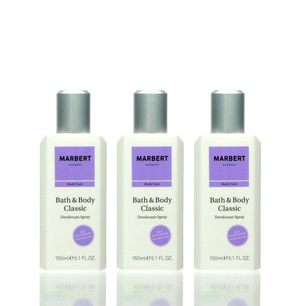 Marbert Körperpflegeduft 3x Marbert Bath & Body Classic Deodorant Deo Spray 150 ml = 450 ml