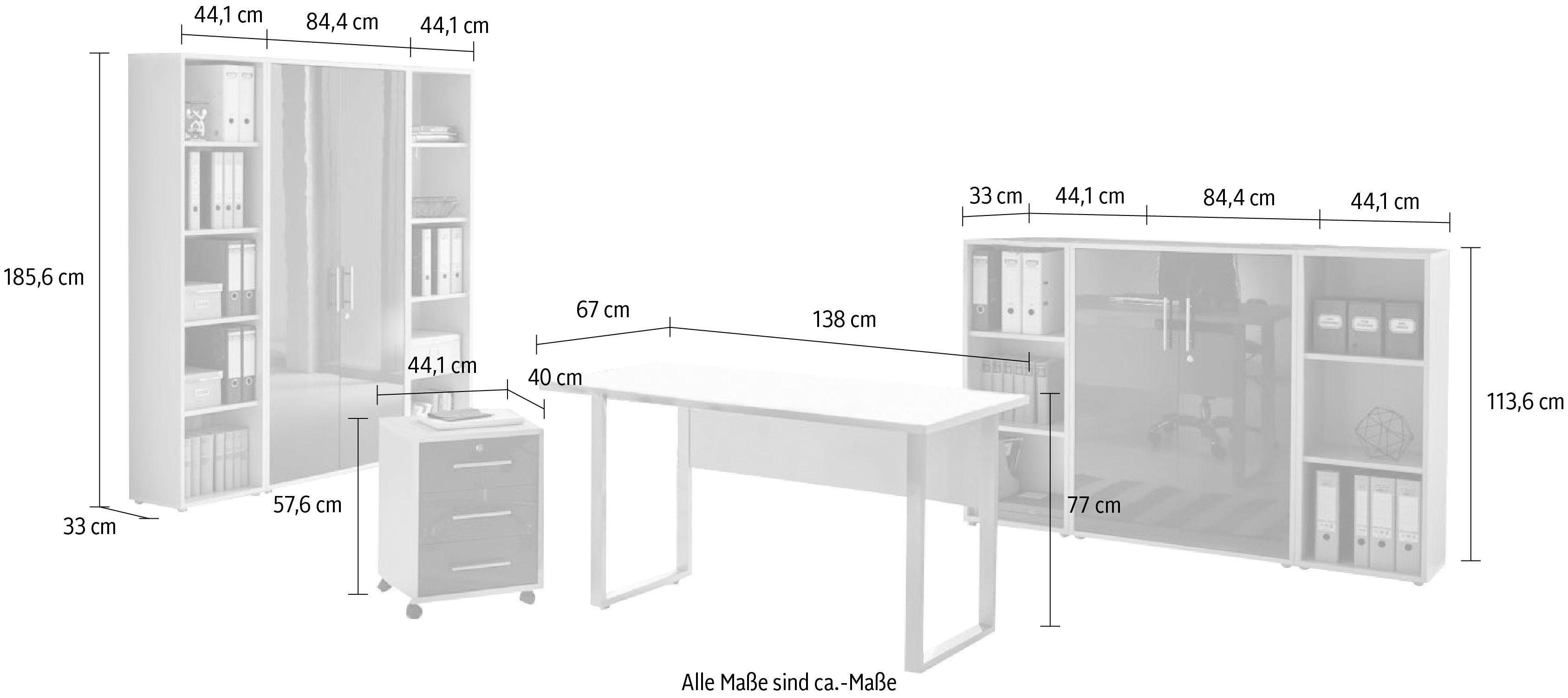 HG BMG Mini Büro-Set 5 Möbel Kombi Anthrazit Lichtgrau/ Tabor