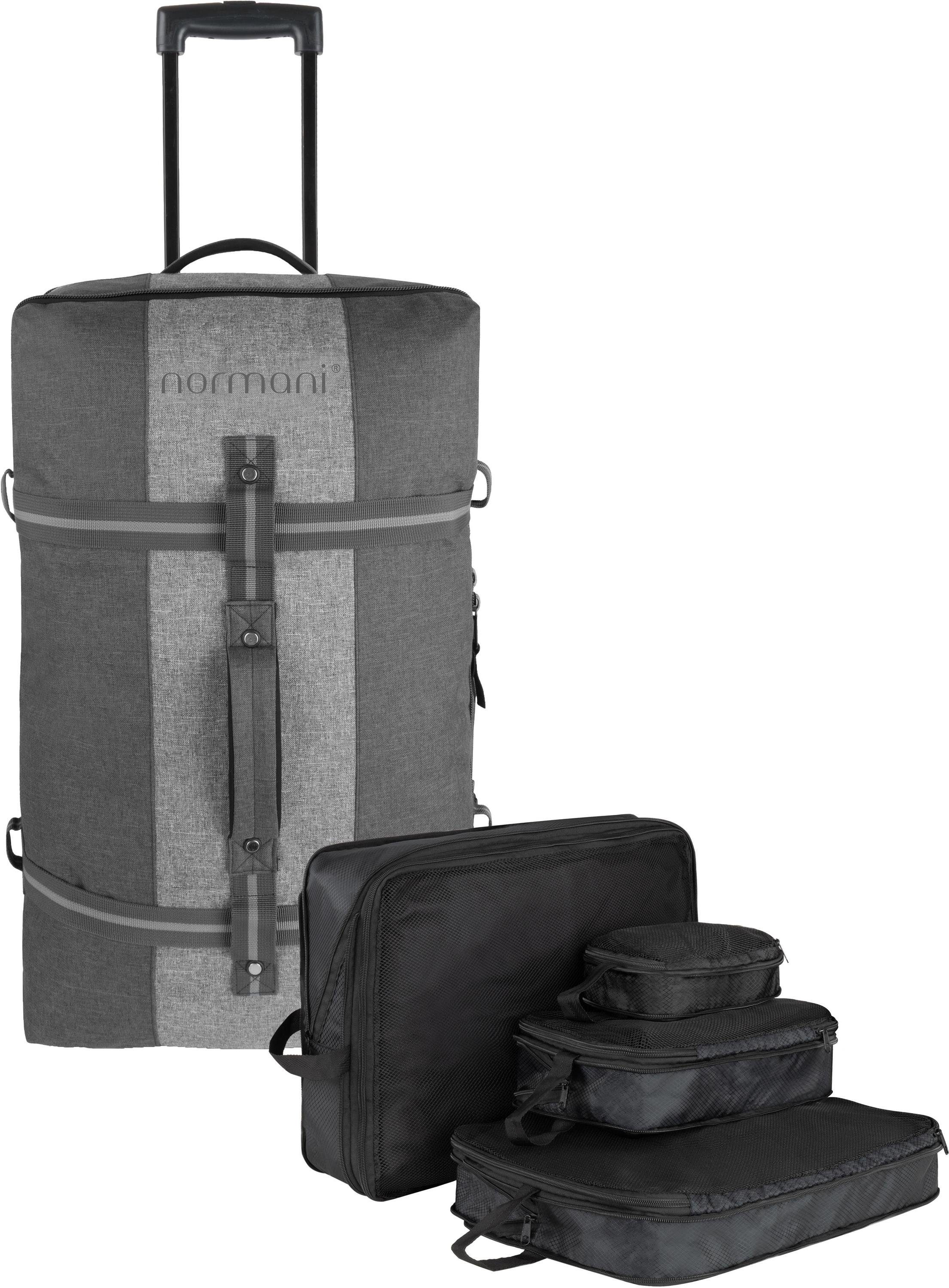normani Reisetasche Reisetasche 125 L mit 4 Kleidertaschen Aurori 125, Große Reisetasche mit Rollen Dunkelgrau/Grau