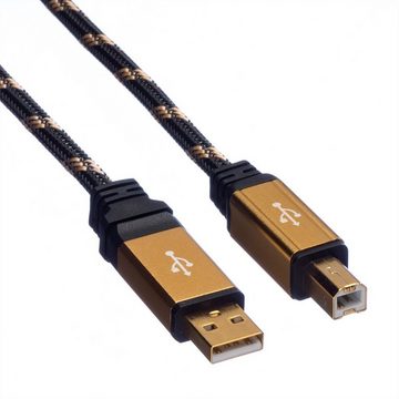 ROLINE GOLD USB 2.0 Kabel, Typ A-B USB-Kabel, USB 2.0 Typ A Männlich (Stecker), USB 2.0 Typ B Männlich (Stecker) (300.0 cm), Retail Blister