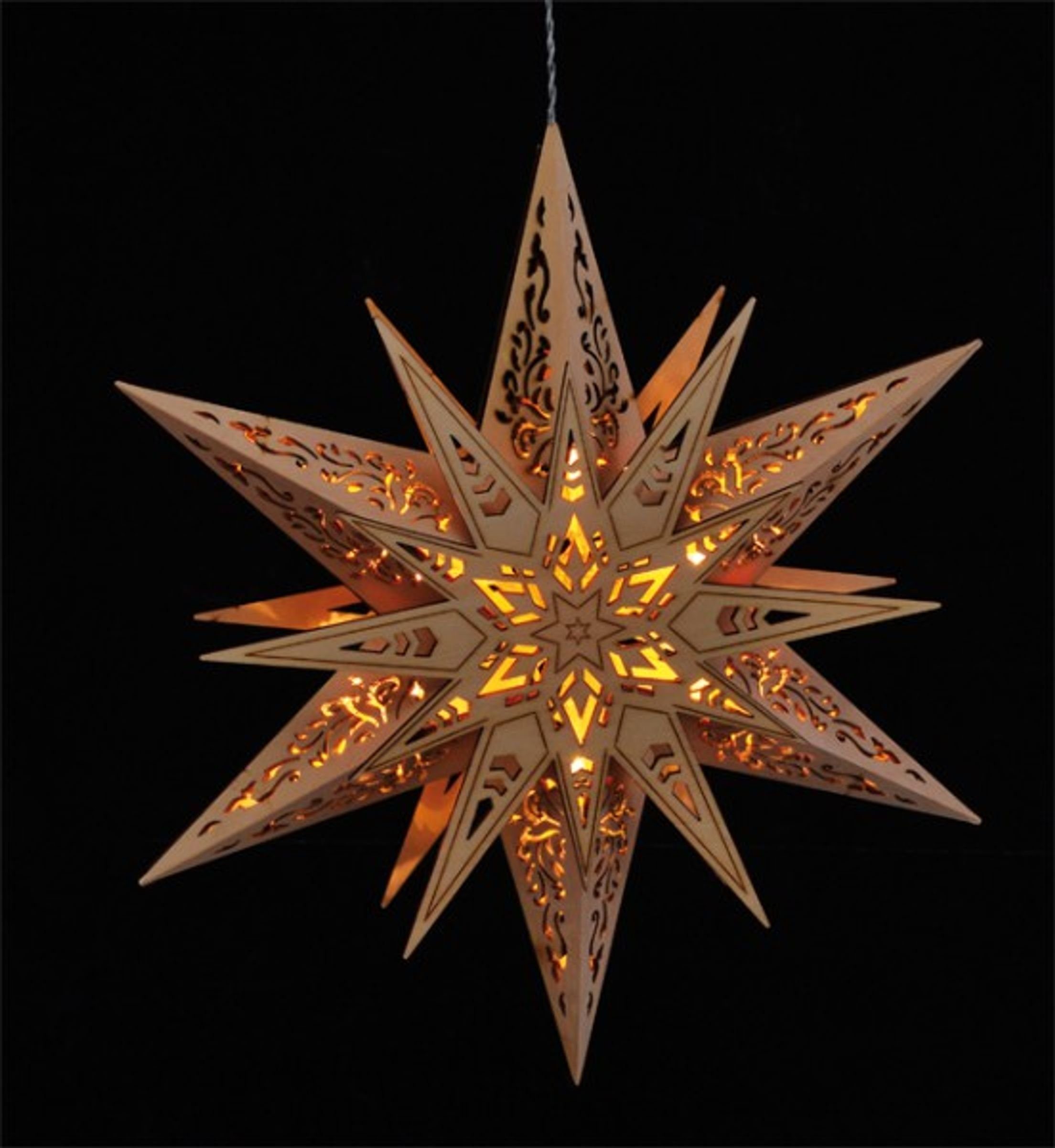 Haushalt International LED Stern Beleuchteter Weihnachtsbeleuchtung Holz Weihnachtsdeko Stern aus