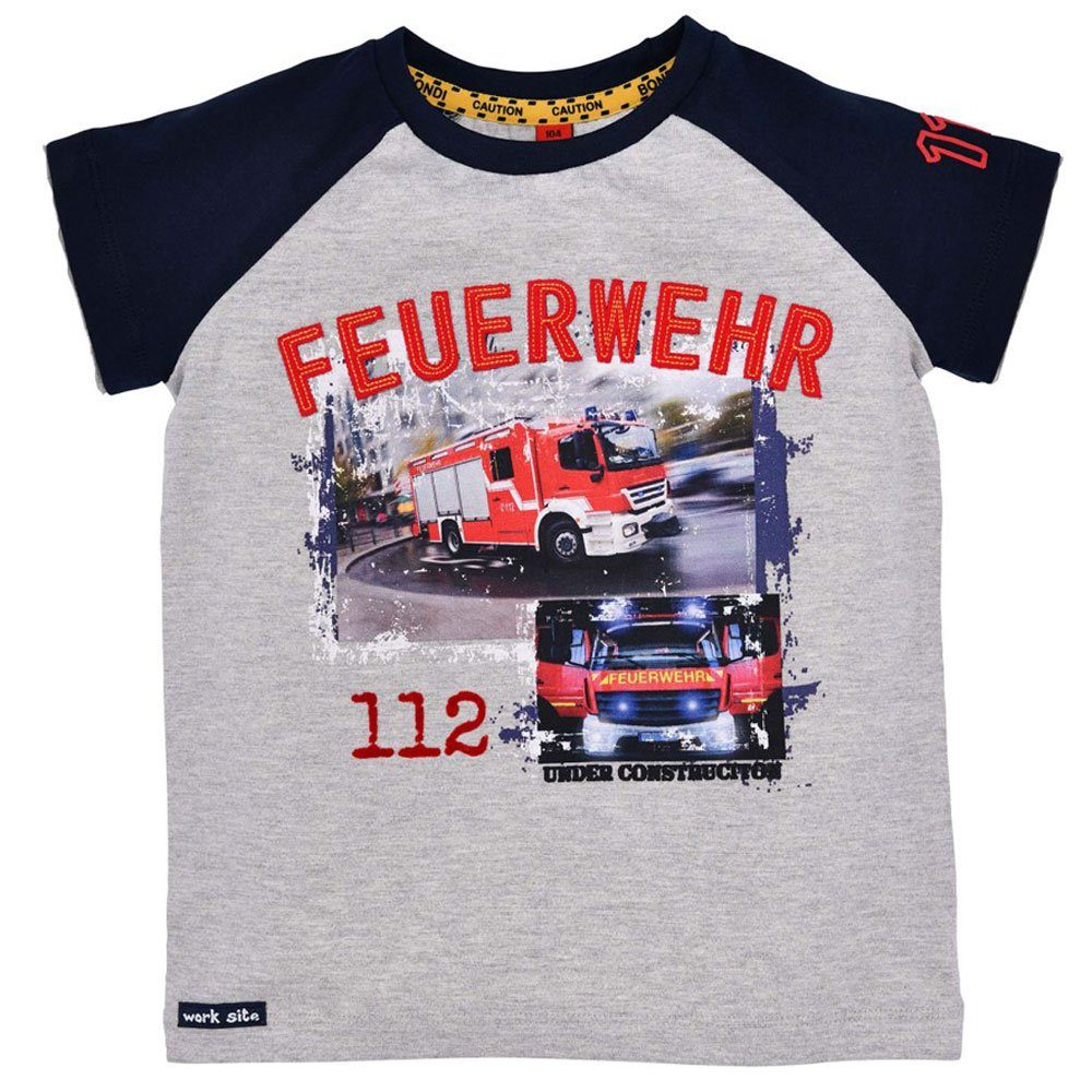 T-Shirt Jungen Kurzarm T-Shirt 'Feuerwehr' 33148, Grau Me