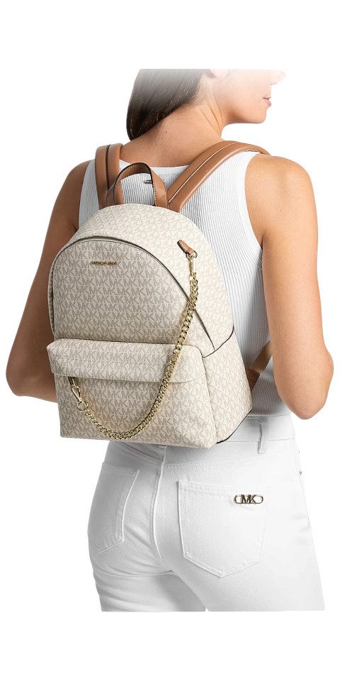 MICHAEL KORS Rucksack Michael Kors Slater Medium Rucksack Logo-Print Vanilla Gold