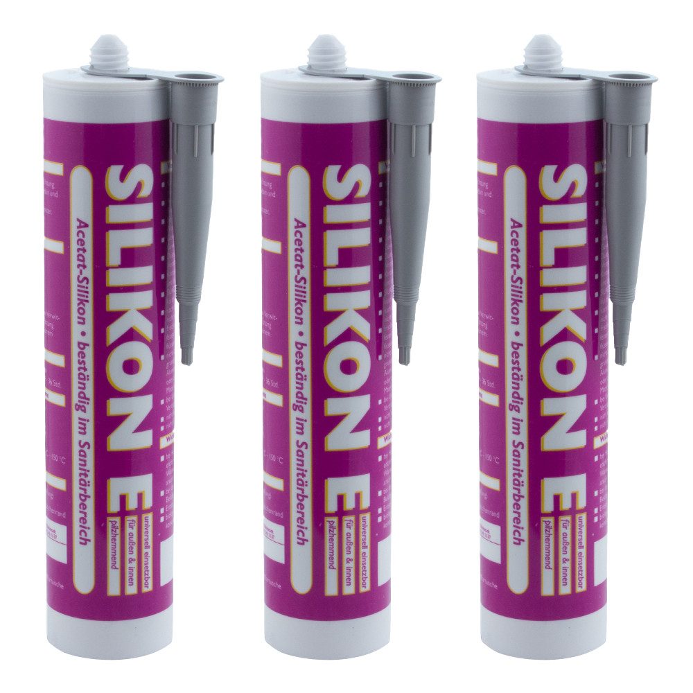 ARLI Silikon 3x 310ml grau, gebrauchsfertig, (3-tlg), Universal Sanitär Bad günstig online kaufen