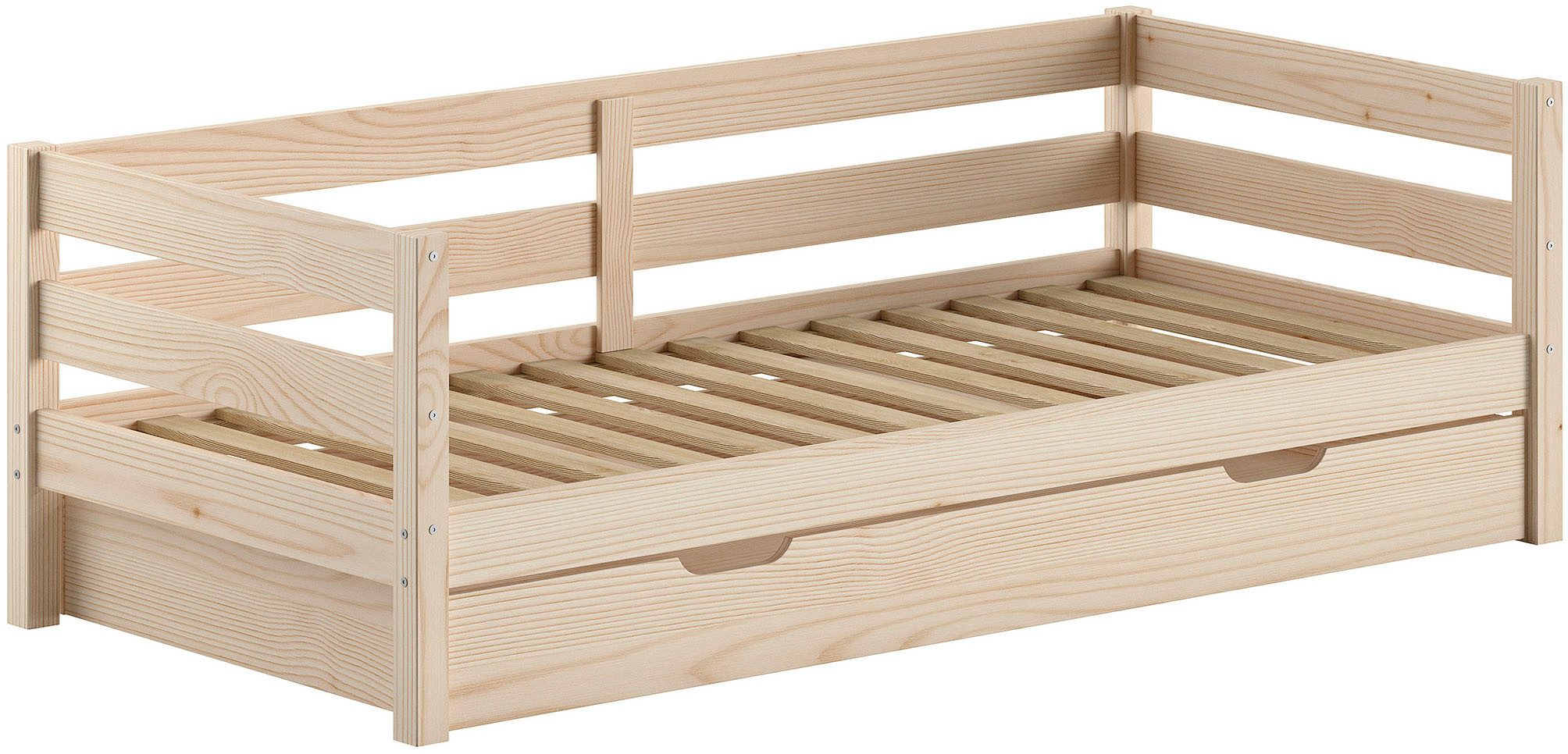 Vipack Daybett Margrit mit Bettschublade, in zeitlosem Design, universell einsetzbar, stabiles Massivholzbett, wahlweise in 2 Farben erhältlich