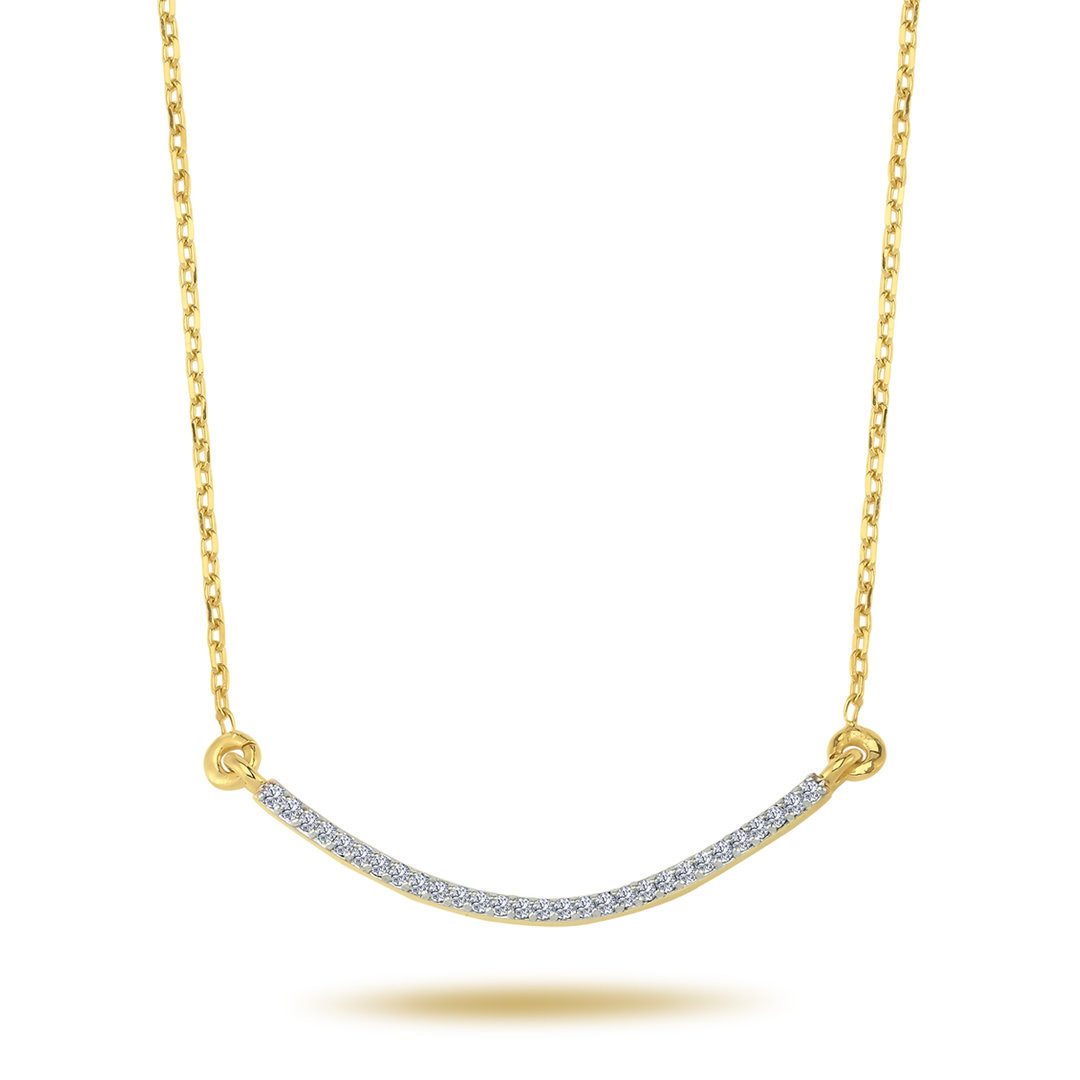 EinStein Diamant Goldkette, Diamant Bogen Anhänger Tennis Halskette Collier in 14 Karat Gelbgold