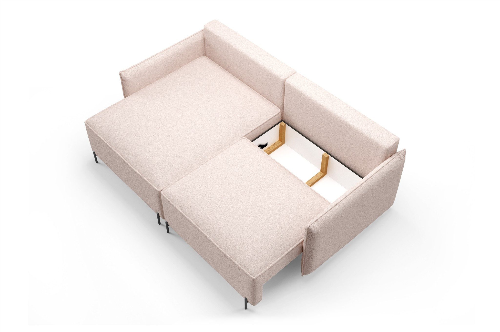 Fun Möbel Ecksofa Schlafsofa Sofa BETTO in Stoff Now or Never, Ottomane Links oder Rechts, Bettkasten, Rundumbezug