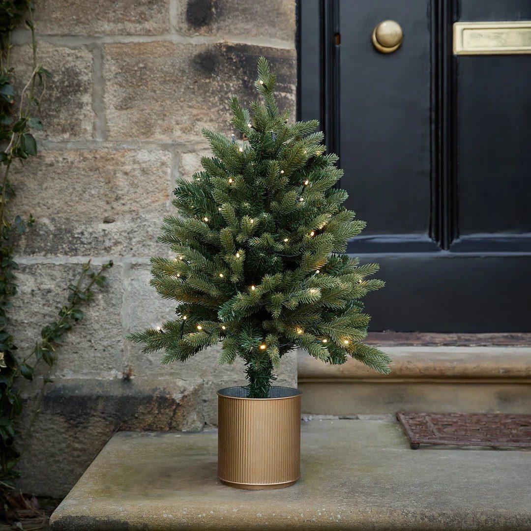Lights4fun Künstlicher Weihnachtsbaum 75cm Weihnachtsbaum beleuchtet, Für den Innen- und Außenbereich geeignet
