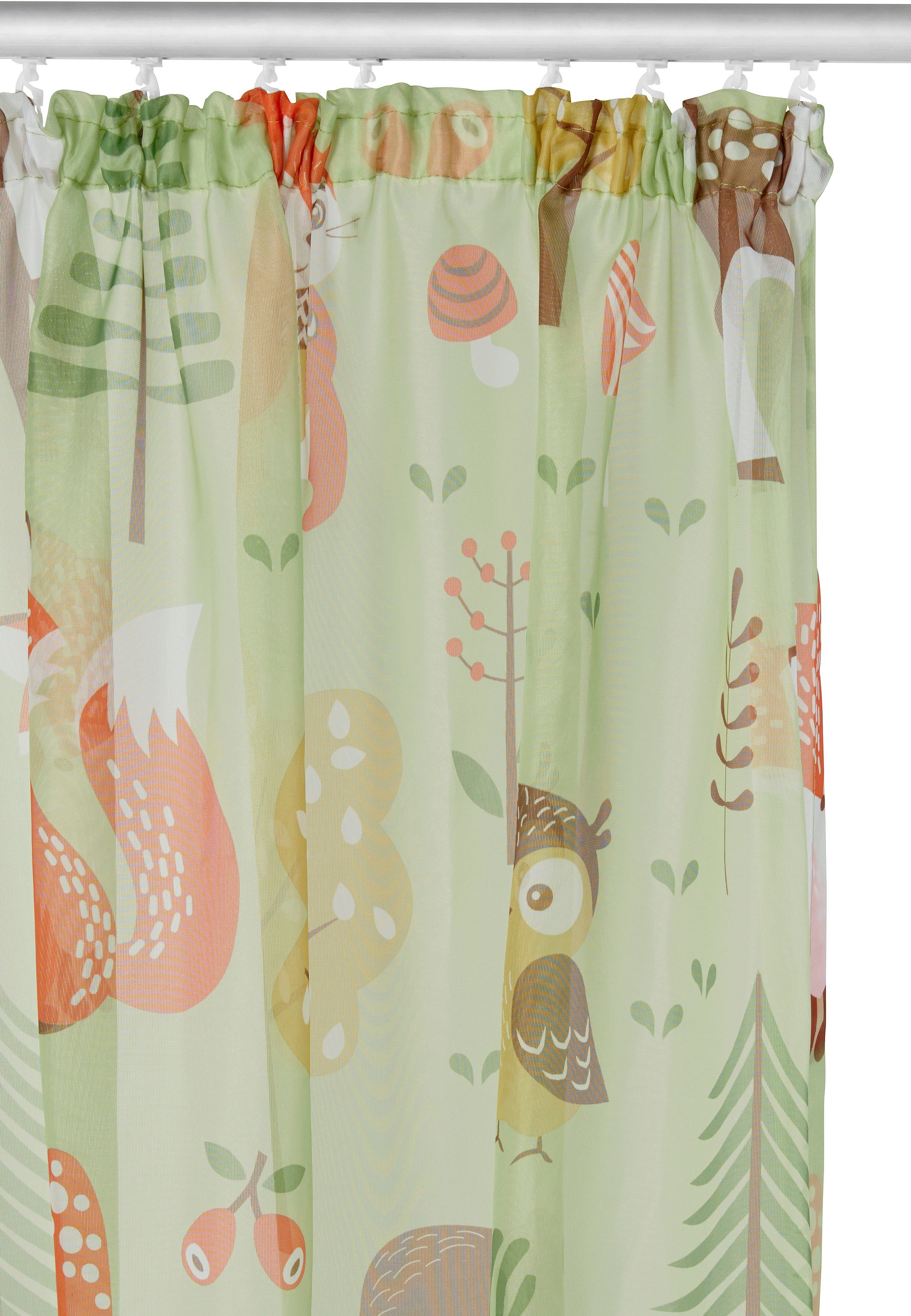 OTTO home Gardine Waldtiere (1 St), Kräuselband, transparent, Voile, Kindergardine, bedruckt, verschiedene Größen – Bild 4 von 5