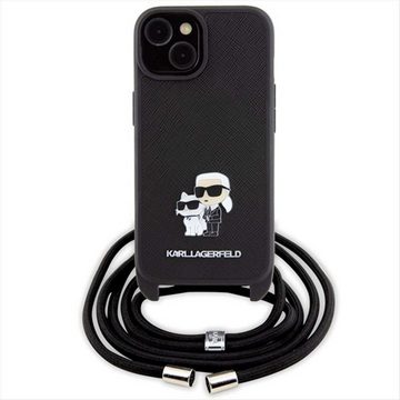 KARL LAGERFELD Smartphone-Hülle Karl Lagerfeld Apple iPhone 15 Plus Schutzhülle Saffiano Metal Pin