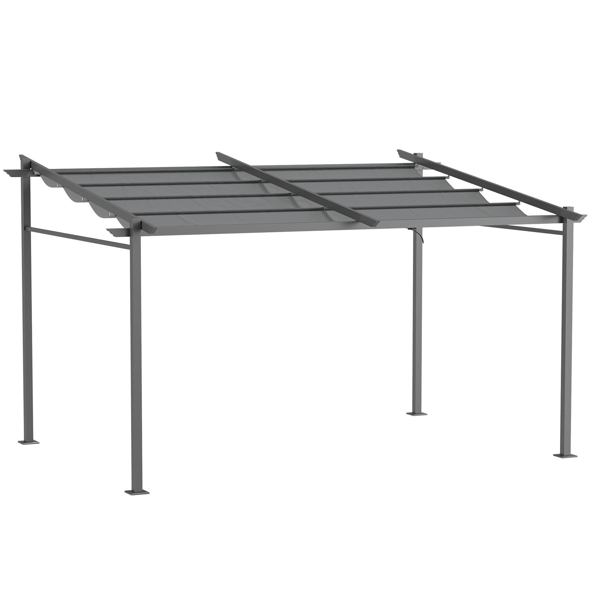 Thumbnail - Outsunny Pergola aus Aluminium, Wandmontage, mit Verstellbares Dach, BxTxH: 397x295x230 cm, (Terrassendachung, 1-tlg., T...