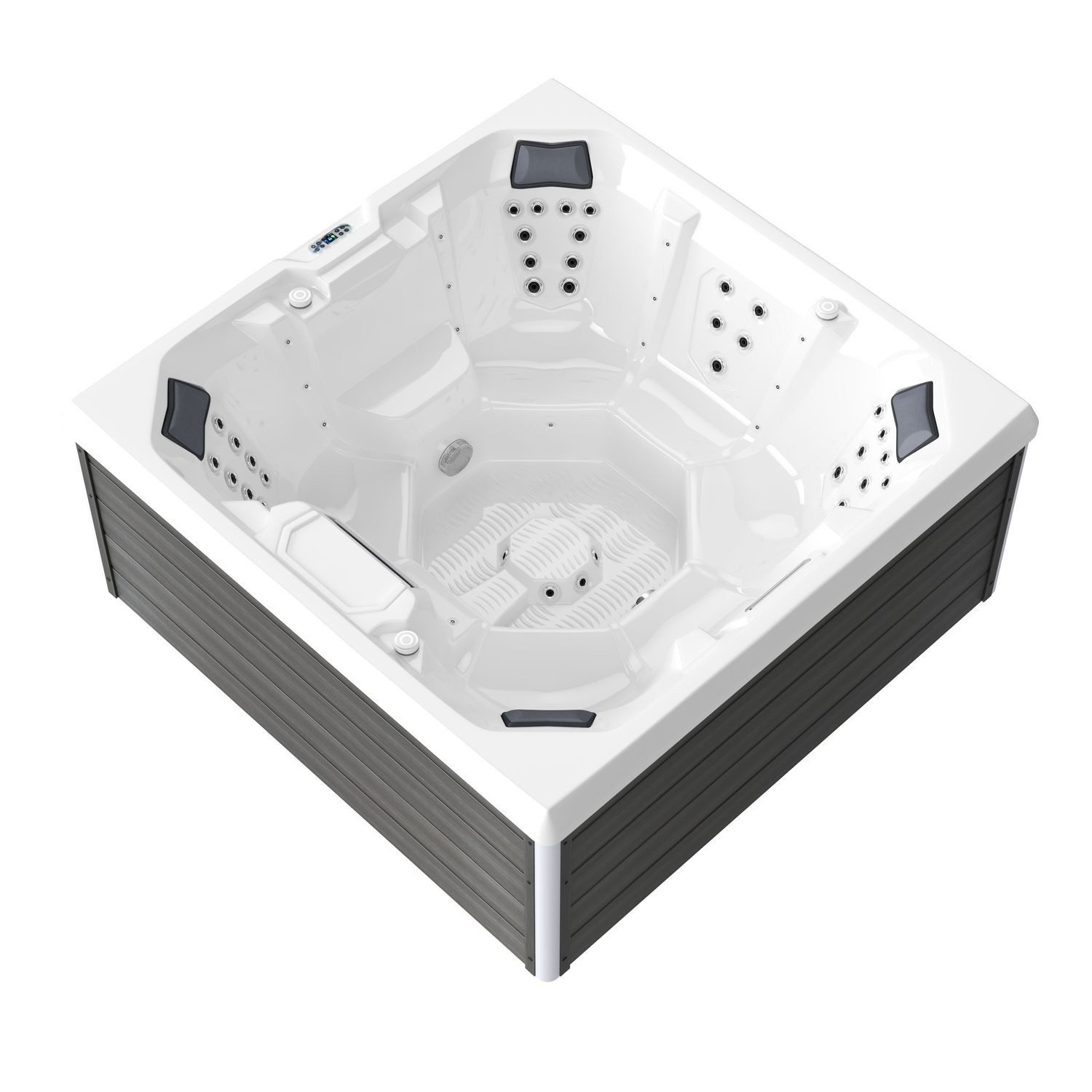 TroniTechnik Whirlpool Outdoor Spa TORCELLO weiß 210x210, Sanitäracryl, integrierte Heizung, Massage, Led