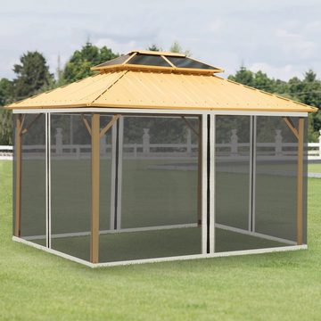 Outsunny Moskitonetz für 3x4 Pavillon 4 Seitenteile, Fliegennetz mit Haken, Reißverschluss (Insektenschutz, 4 St., Mückennetz), für Garten, Balkon, Schwarz