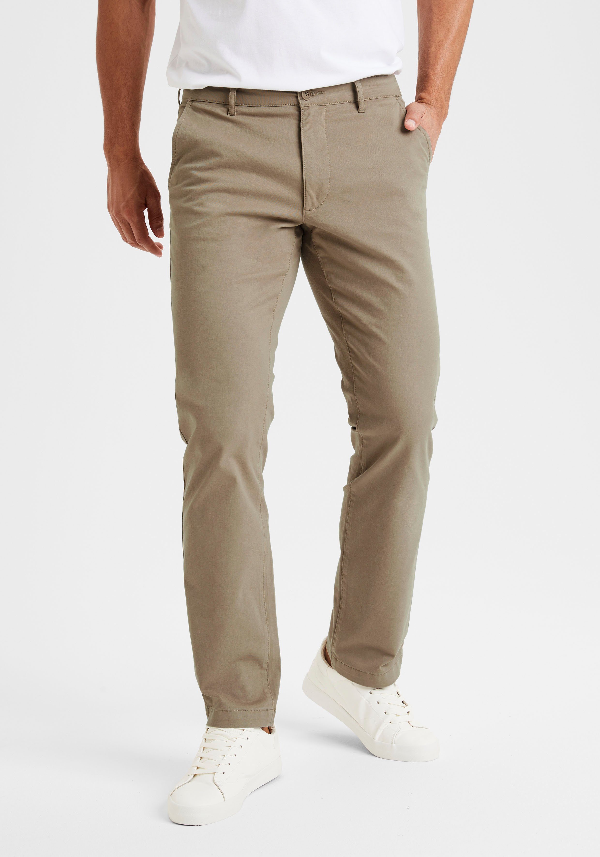 Straight-fit Baumwoll-Qualität H.I.S Chinohose aus beige elastischer