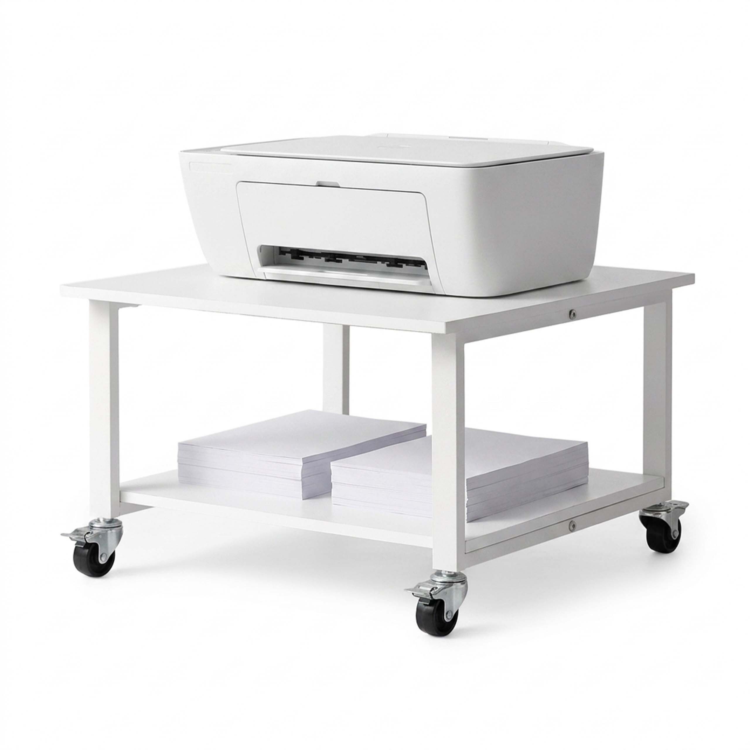 relaxdays Druckertisch mit Rollen (1-St), weiß