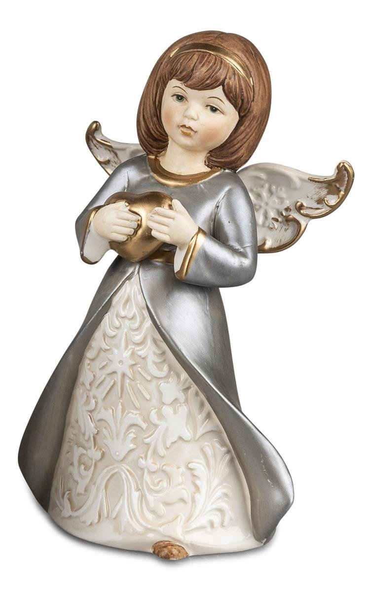 dekojohnson Grabkerze »Deko-Engel mit Herz Porzellan silber weiß 20cm« (kein Set, kein Set)