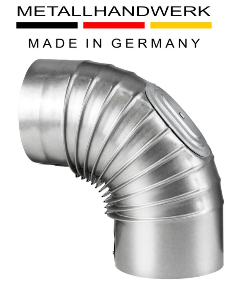 Armin Bay Ofenrohre Kaminofen-Erweiterungssegmet Bogen Feueraluminiert (FAL) 90 Grad – Durchmesser 130 mm mit Tür