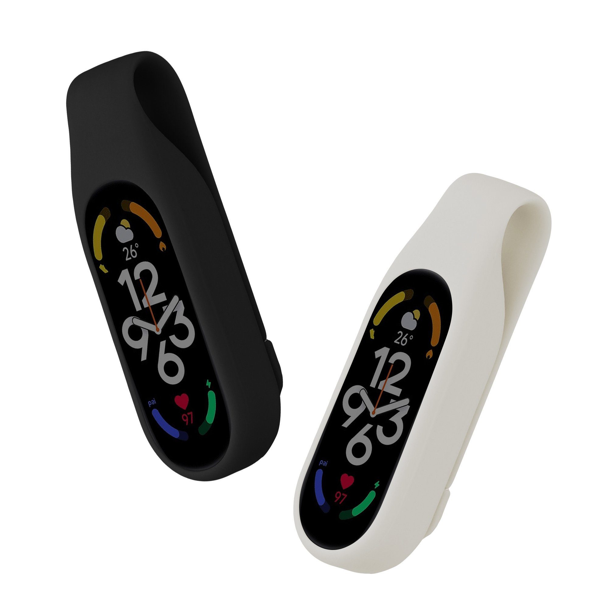 kwmobile Fitness-Tracker 2x Clip Halter für Xiaomi Mi Band 7 / 6 / 5 / 4 (2-tlg), Silikon Fitnesstracker Holder