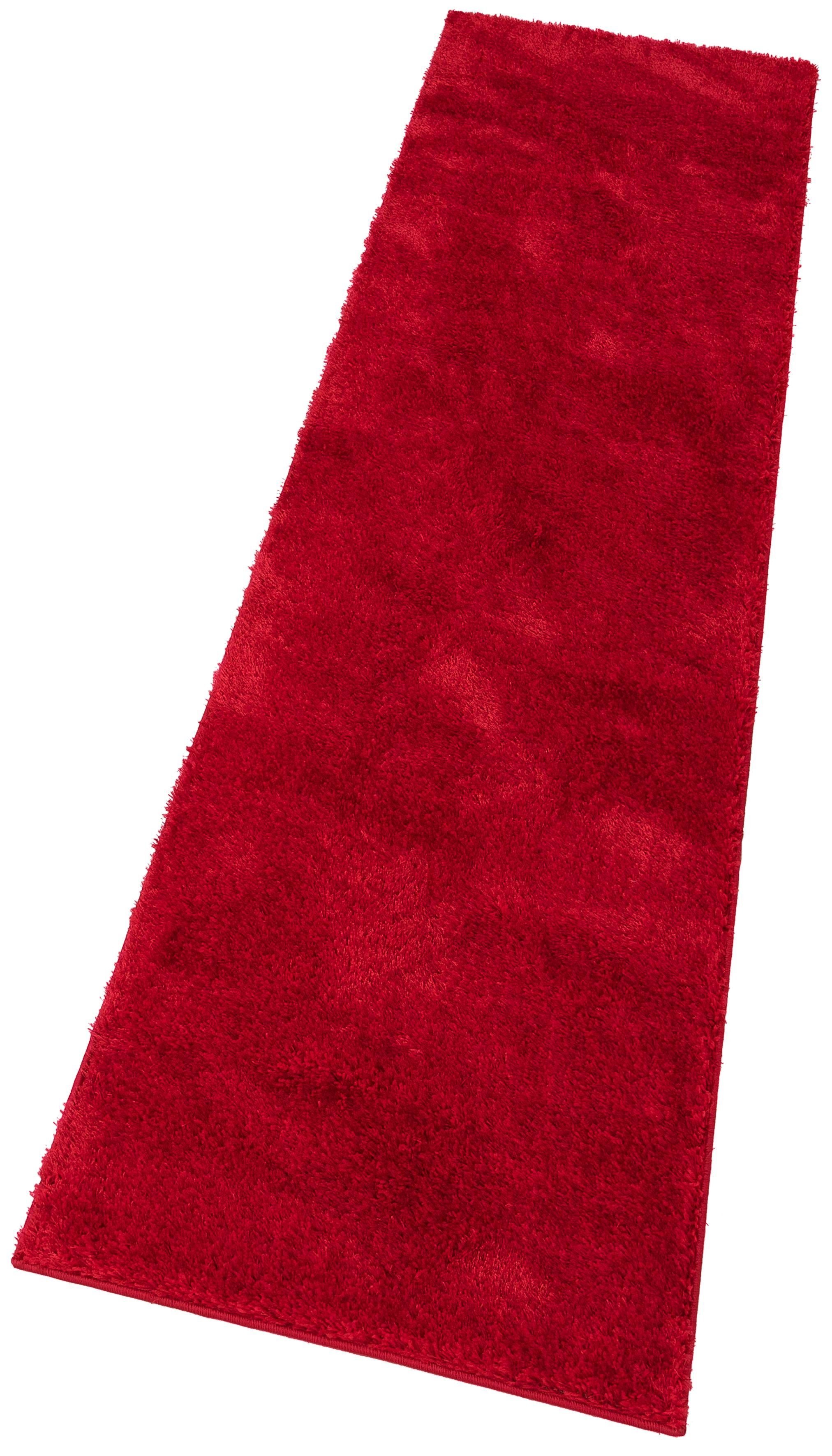 Hochflor-Läufer Mikro Soft Ideal, my home, rechteckig, Höhe: 30 mm, Läufer, Mikrofaser, extra flauschig, Teppichläufer, Brücke, gewebt rot