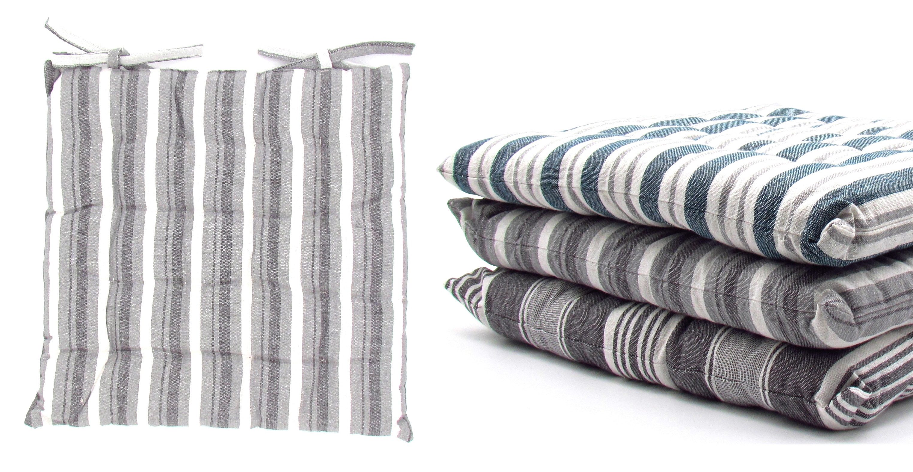 VINNEMEIER GmbH Textil- und Schuhimport Sitzauflage Sitzkissen Stuhlauflagen 16-Punktesteppung 38x38x5cm, (2 St), inkl. Befestigungsbänder Innen und Außen