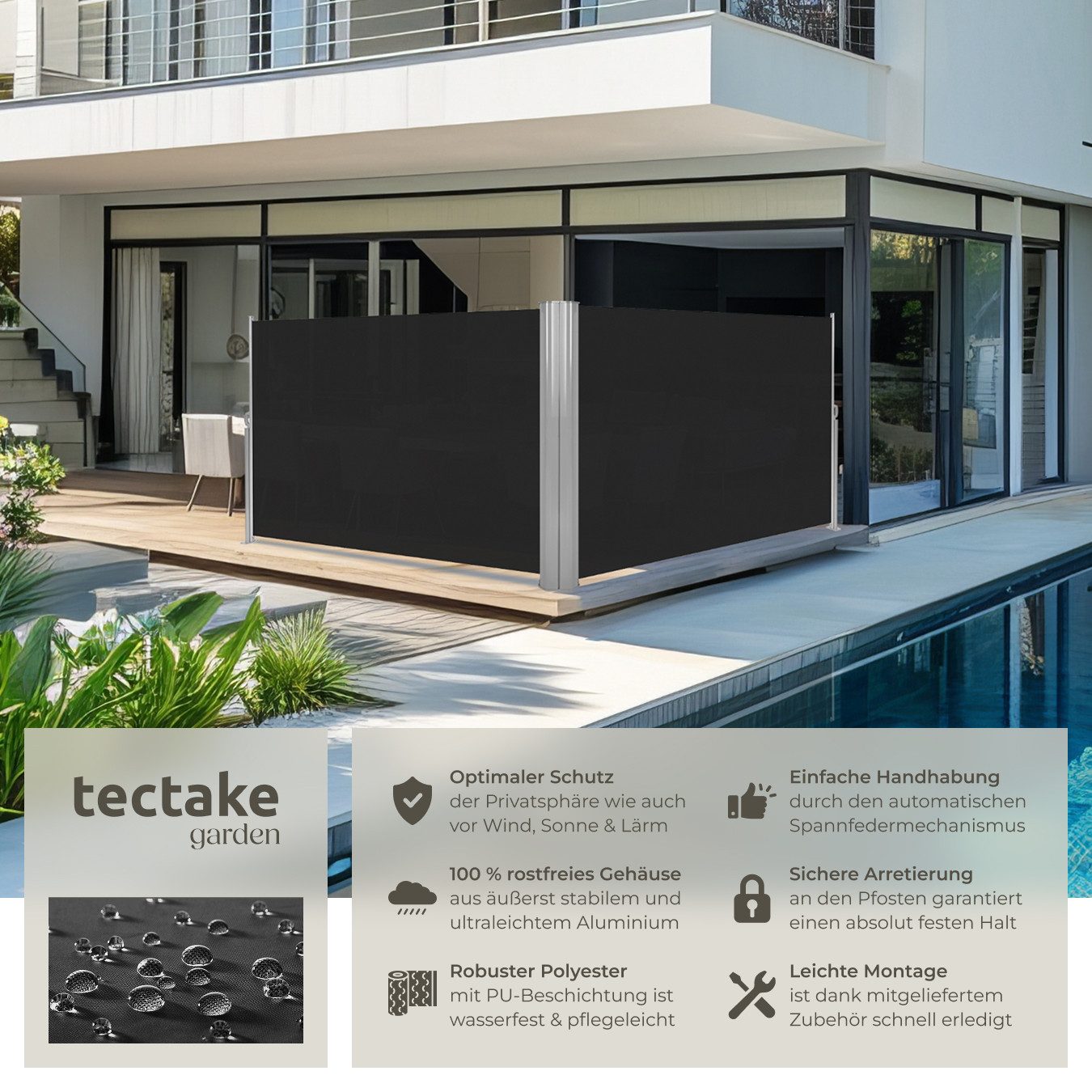 Thumbnail - tectake Seitenarmmarkise Doppel-Seitenmarkise aus Aluminium