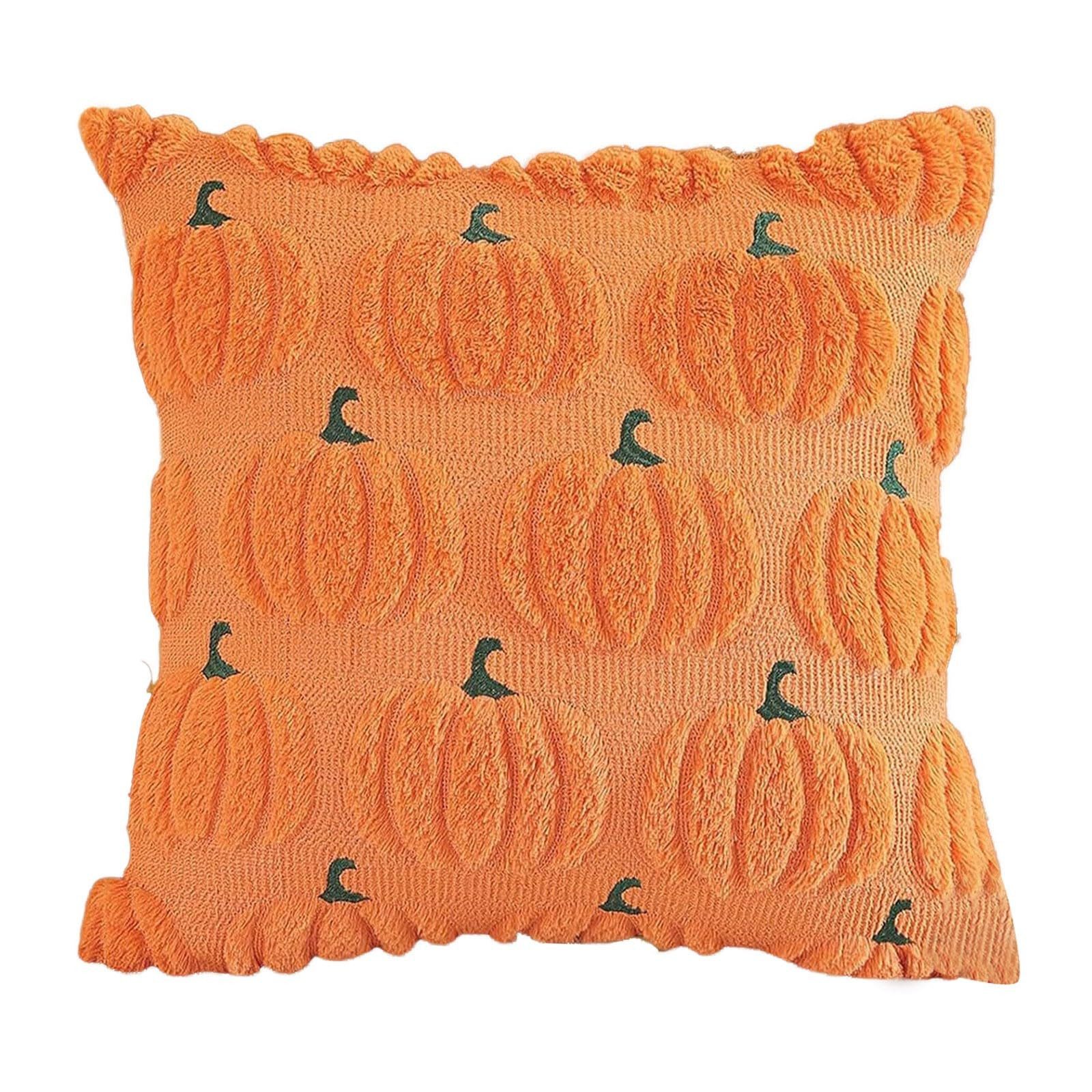 CLTYQ Kissenbezug Herbst Kürbis Kissenbezüge 45x 45 cm, (1 Stück), bestickte dekorative quadratische Kissenbezüge, Kunstfell Kissenbezüge