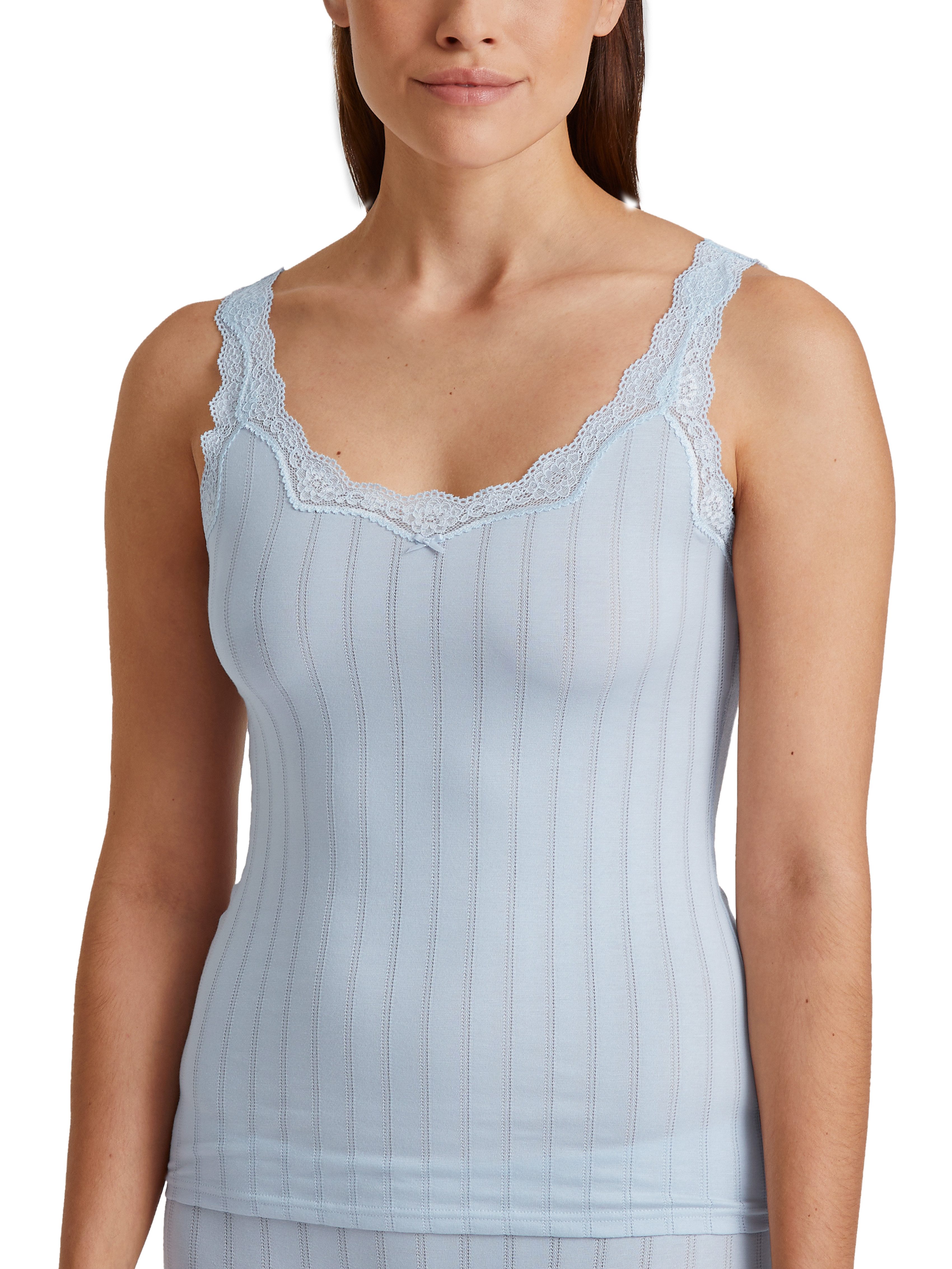 CALIDA Shirttop Etude Toujours zarte Spitze, Nadelstreifen-Design, Cotton-Mix, elastisch
