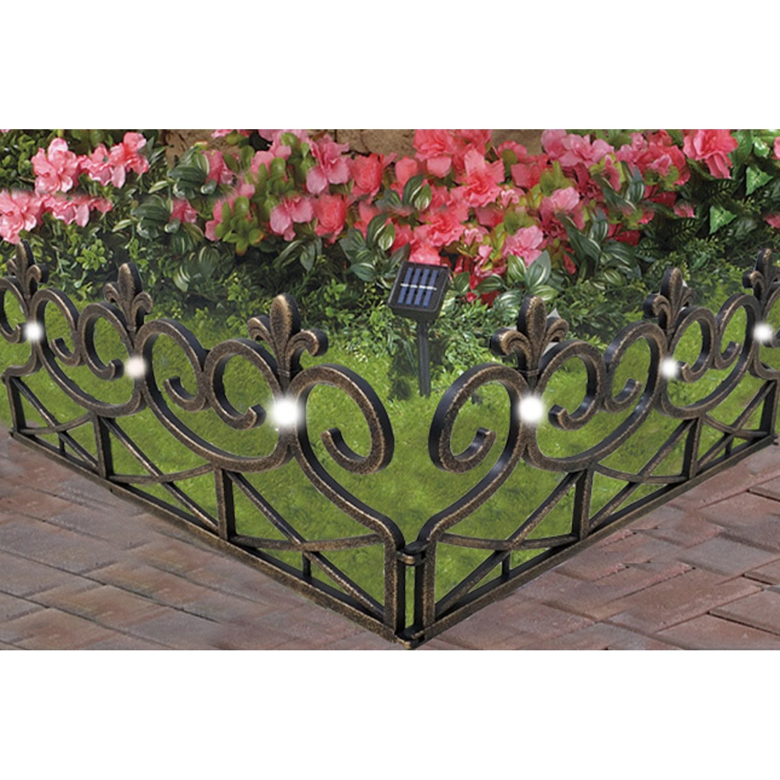 HTI-Living Zierzaun Zierzaun Nessa Solar Lilie 4-teilig Schwarz, (Set, 4-St., 4 Zaunelemente inkl. Solarbeleuchtung), Beeteinfassung Kunststoff witterungsbeständig