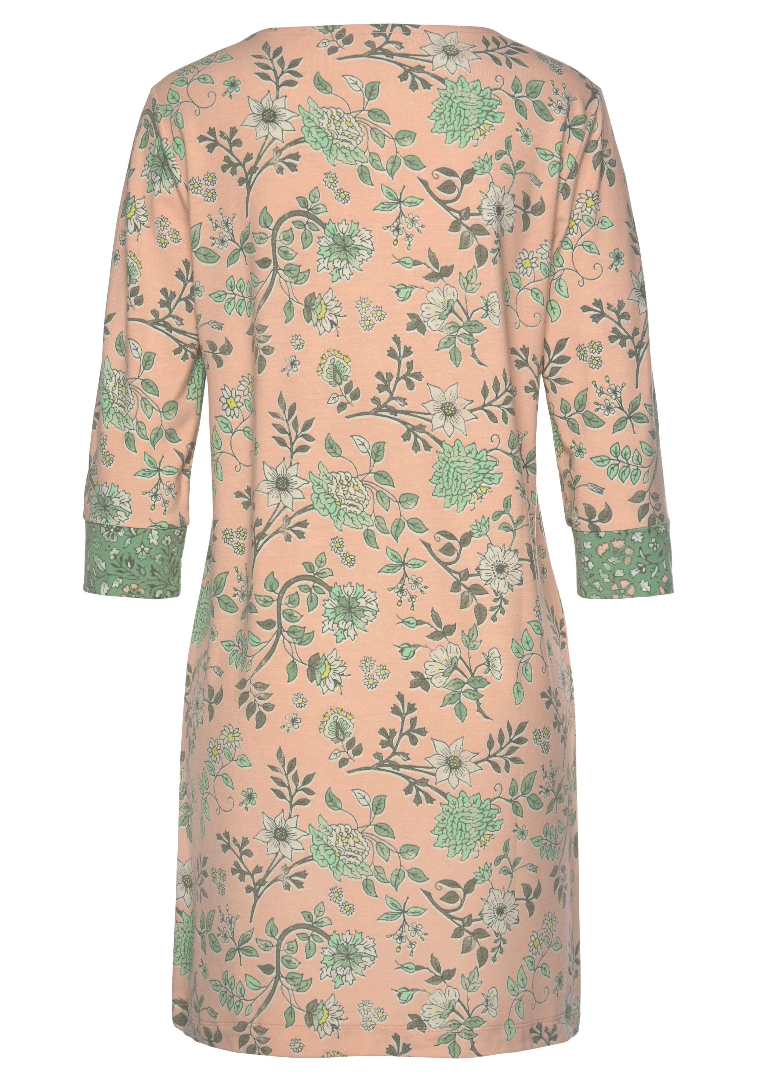LASCANA Nachthemd im Allover-Druck Blumen nude-schilfgrün