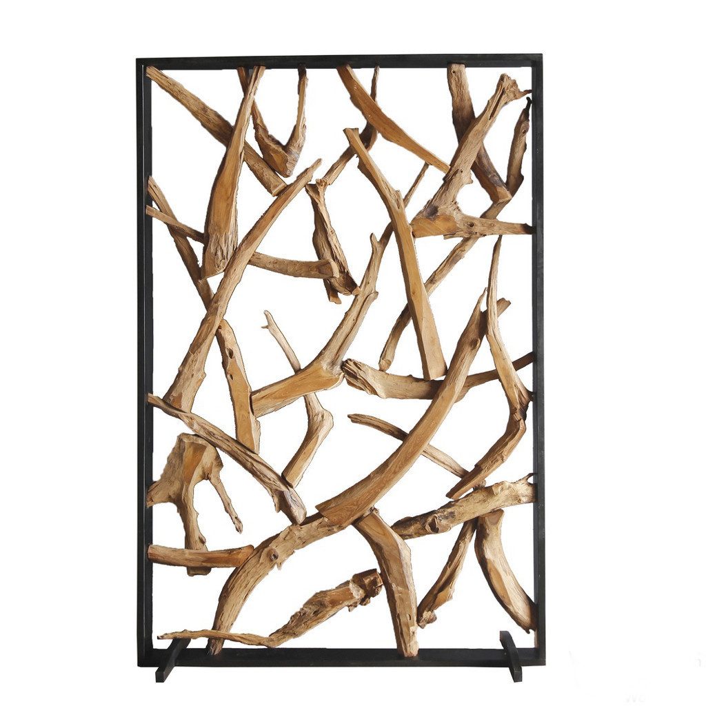 ExotischerLeben Raumteiler Designer Teakholz Trennwand Maze 180 x 120 cm Raumteiler Holz Optik