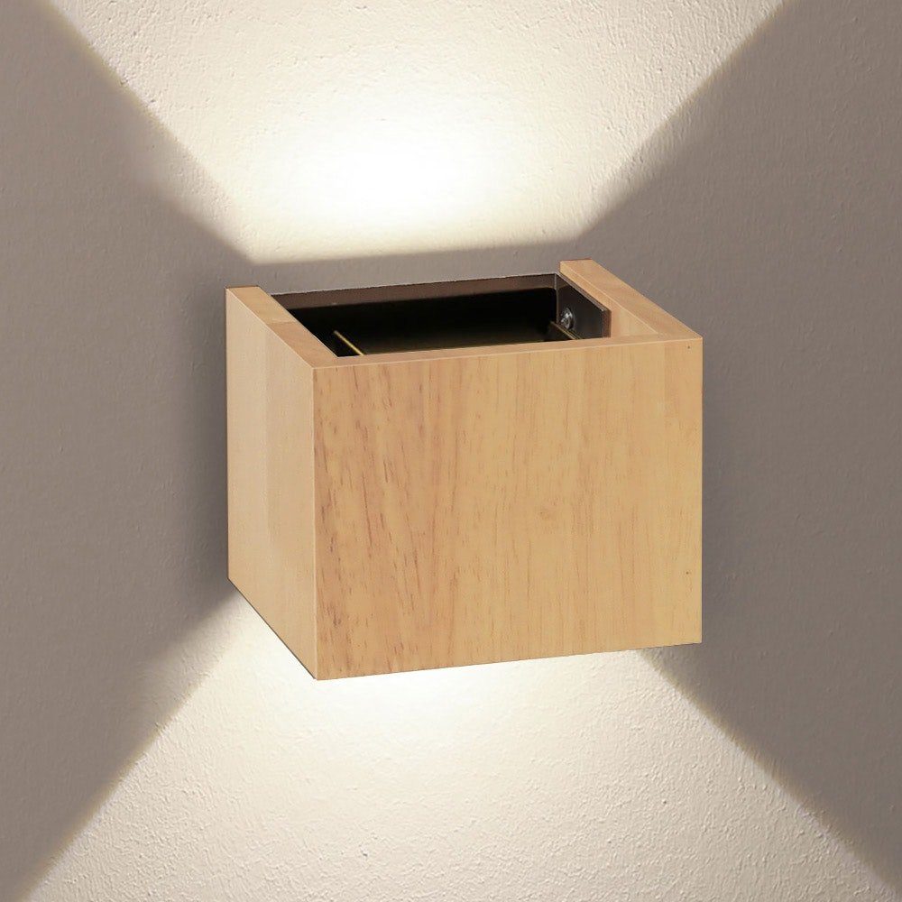 s.luce Wandleuchte LED Außenwandleuchte Ixa IP44 Holz, Warmweiß
