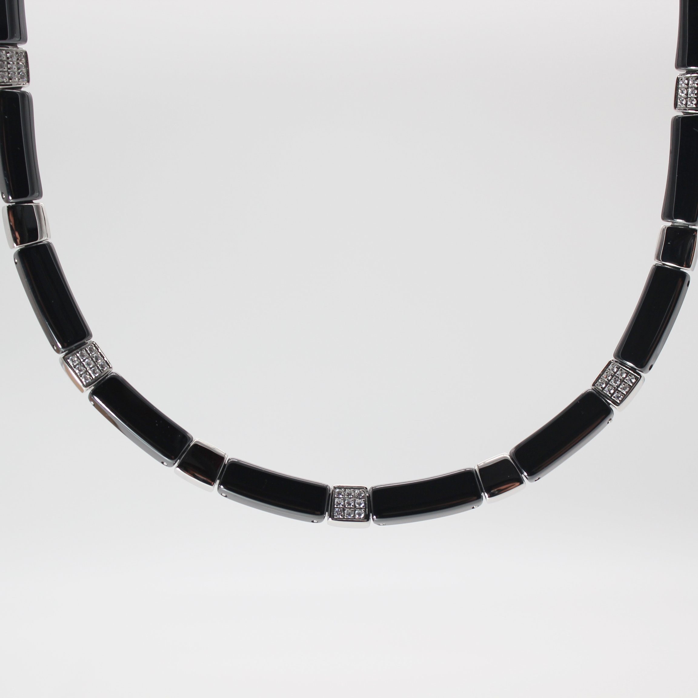 Collier Keramik Geschenkschachtel Damenkette Edelstahl Collier Schwarz, und Silber ELLAWIL cm), Kette inklusive aus 49 (Kettenlänge