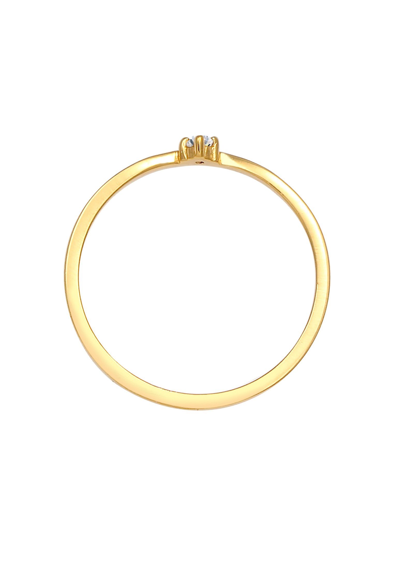 Elli DIAMONDS Verlobungsring Solitär Diamant (0.03 ct) V-Form 925 Silber