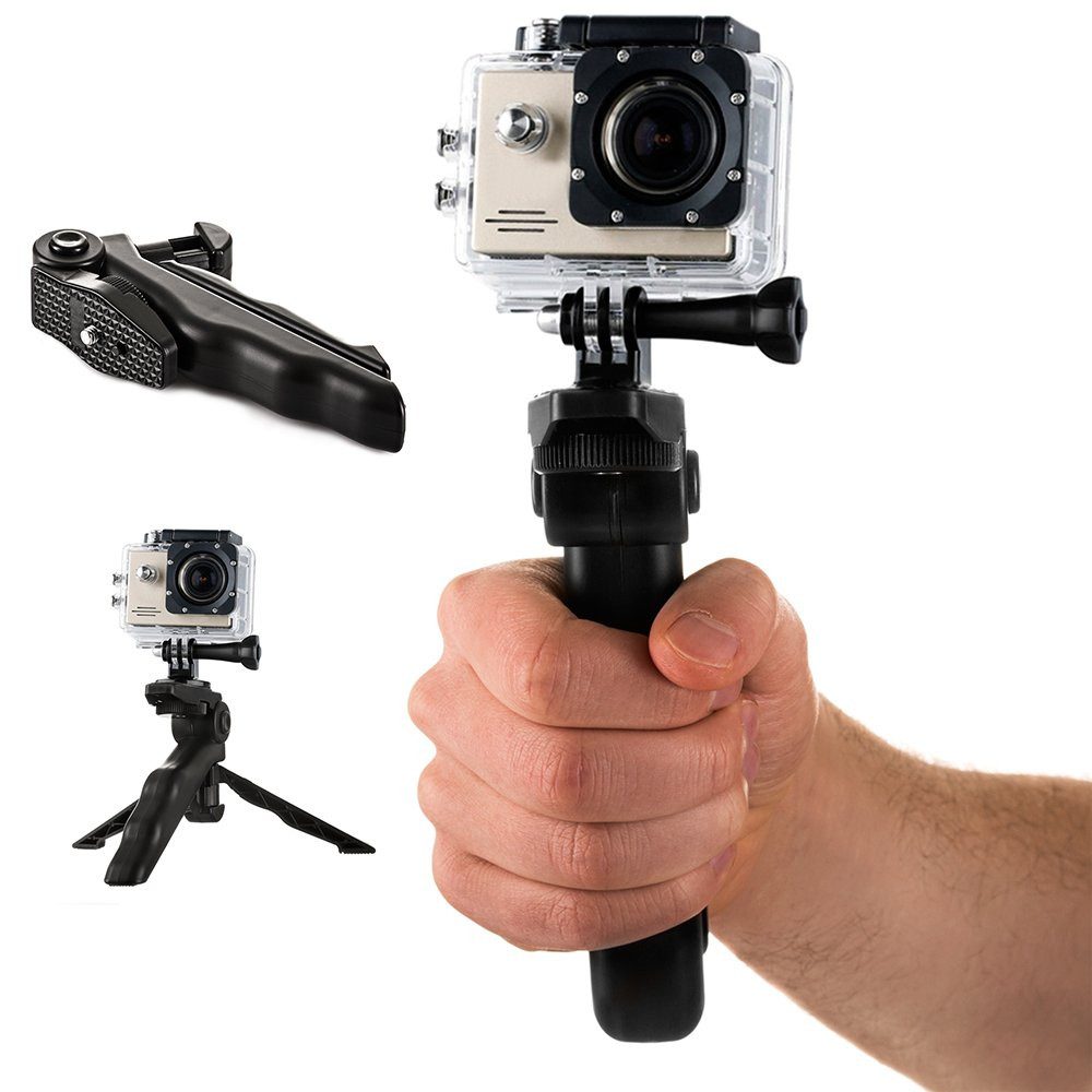 Hurtel Klappstativ Handgriff Kamerahalterung Ministativ (klappbar, Handgriff & Tischstativ, 88 g, neigbar)