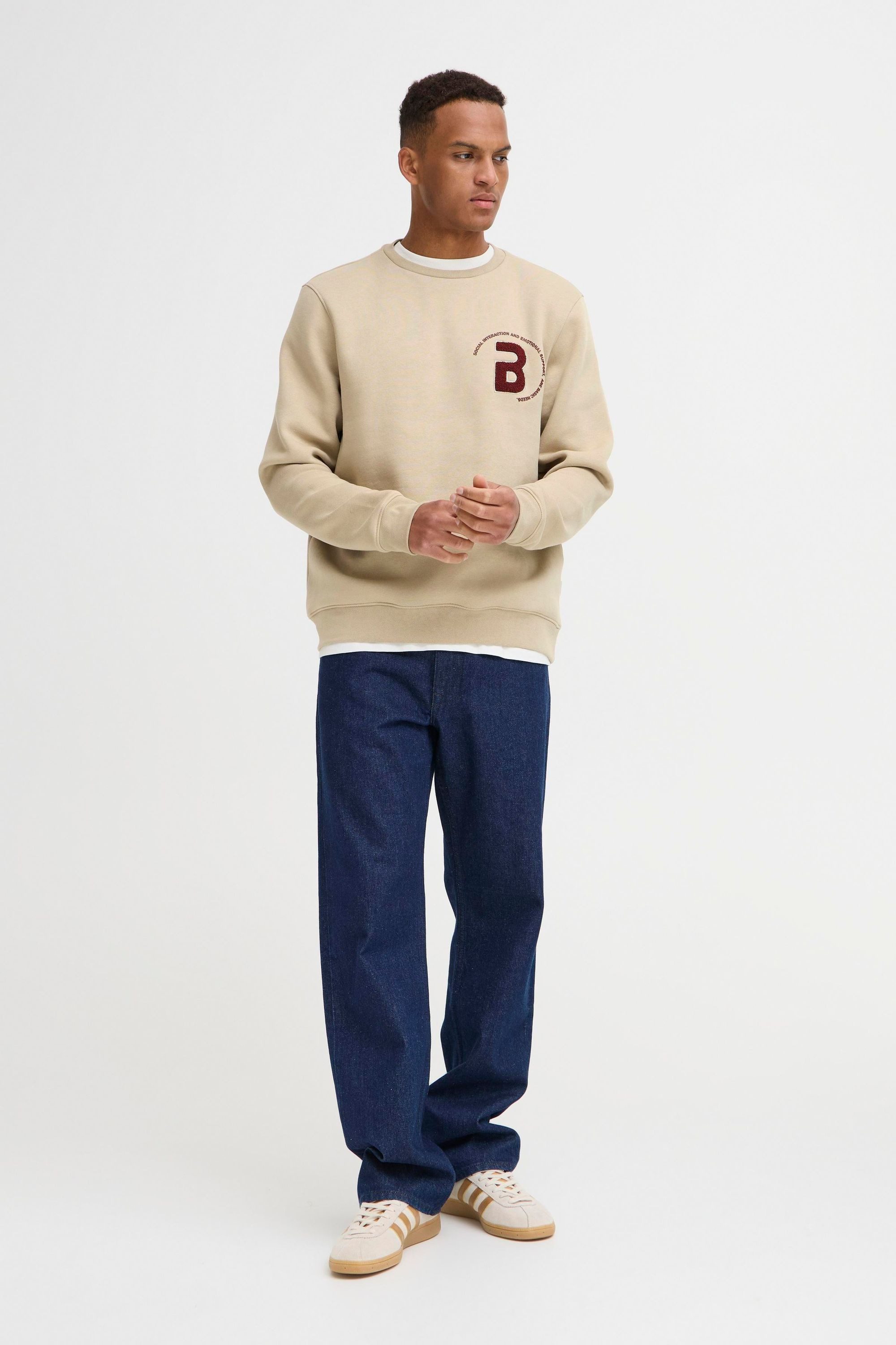 Blend Rundhalspullover BHFlorian Lässiger Sweatpullover mit Stickerei