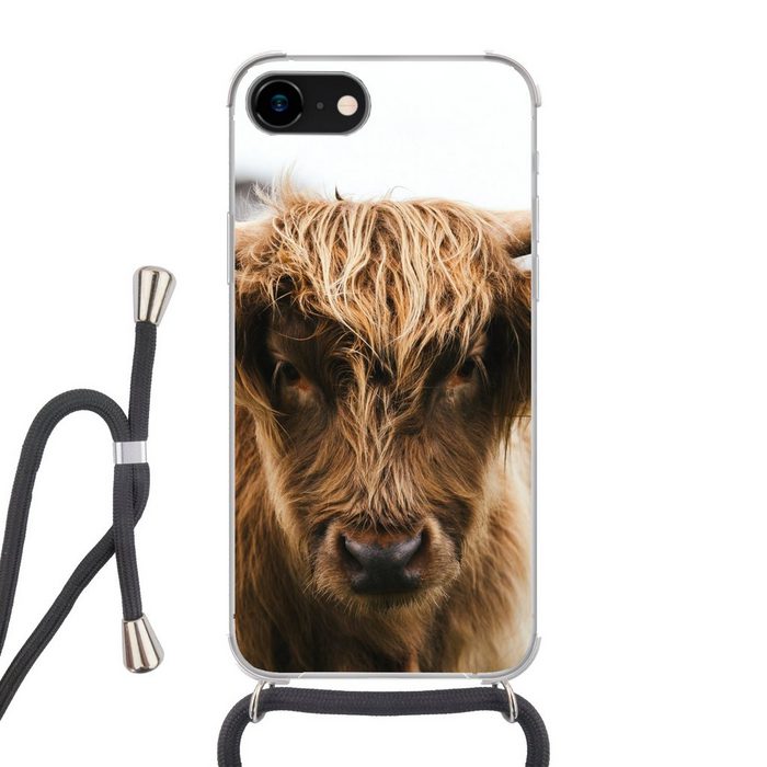 MuchoWow Handyhülle Schottischer Highlander - Kuh - Gras - Tiere - Natur Handyhülle Telefonhülle Apple iPhone 8