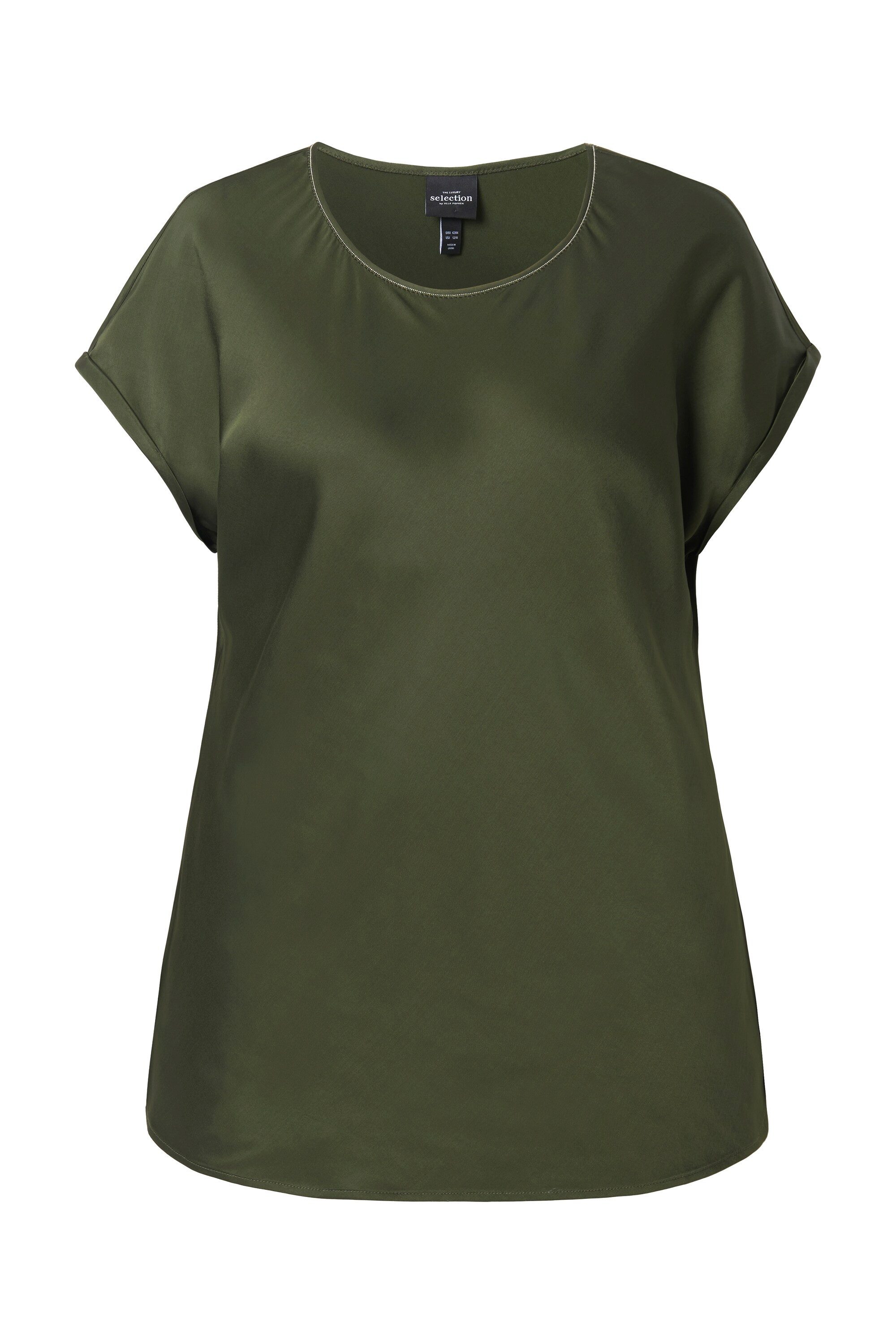 Ulla Popken Spitzenbluse Satinblusenshirt Classic Rundhals günstig online kaufen