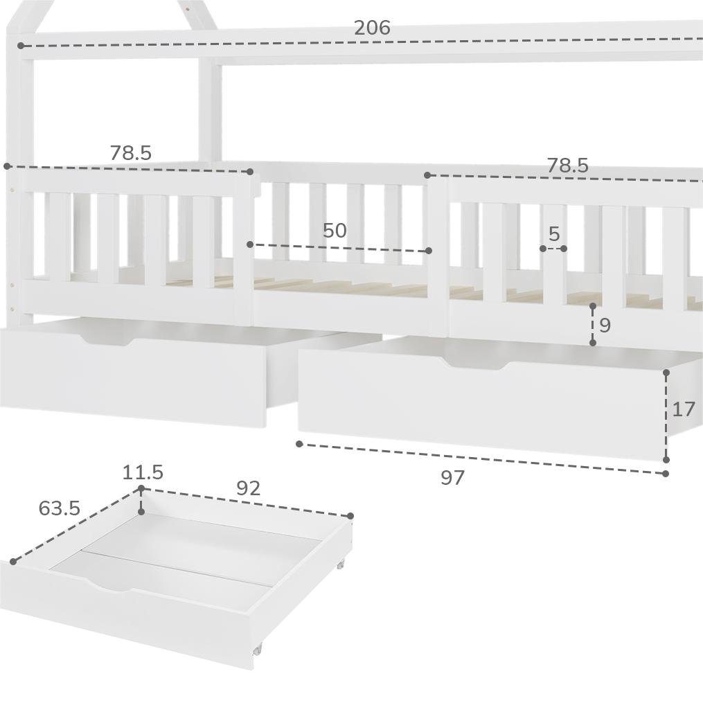 Bettschubladen Bettschubkasten 2-teiliges Aufbewahrungsschubladen Schubladen Weiß Gotagee Set