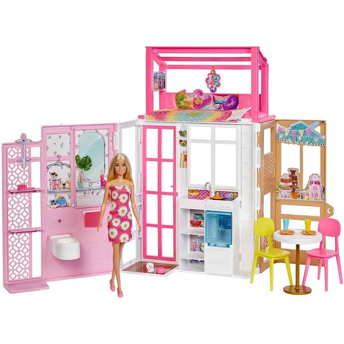 Mattel® Spielwelt Mattel HHY40 - Barbie - Barbie-Puppenhaus mit Puppe günstig online kaufen