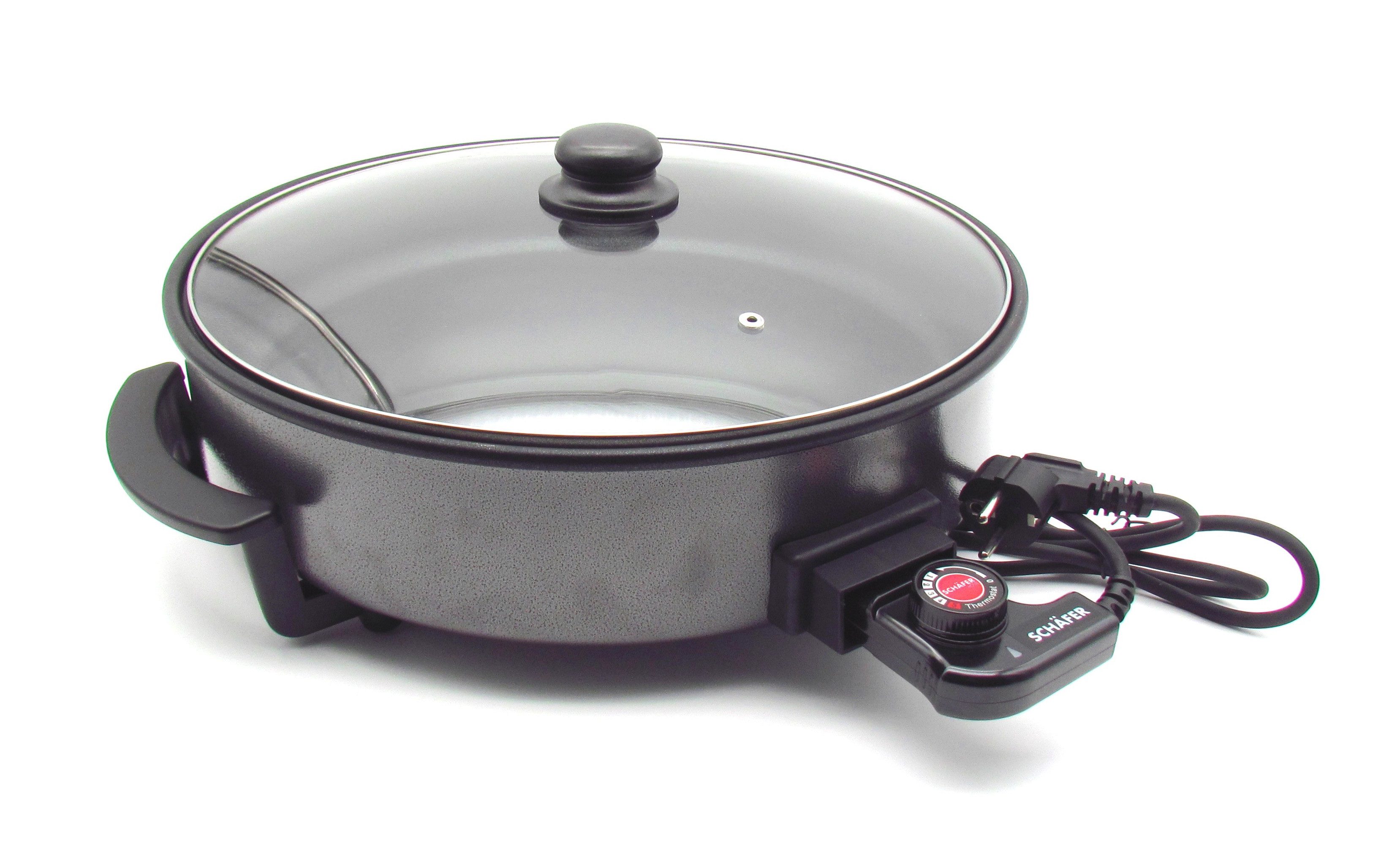 Hatex Elektrische Multipfanne, Antihaftbeschichtung, Deckel mit Dampfabzug, 1500 W, Höhe 7 oder 11cm